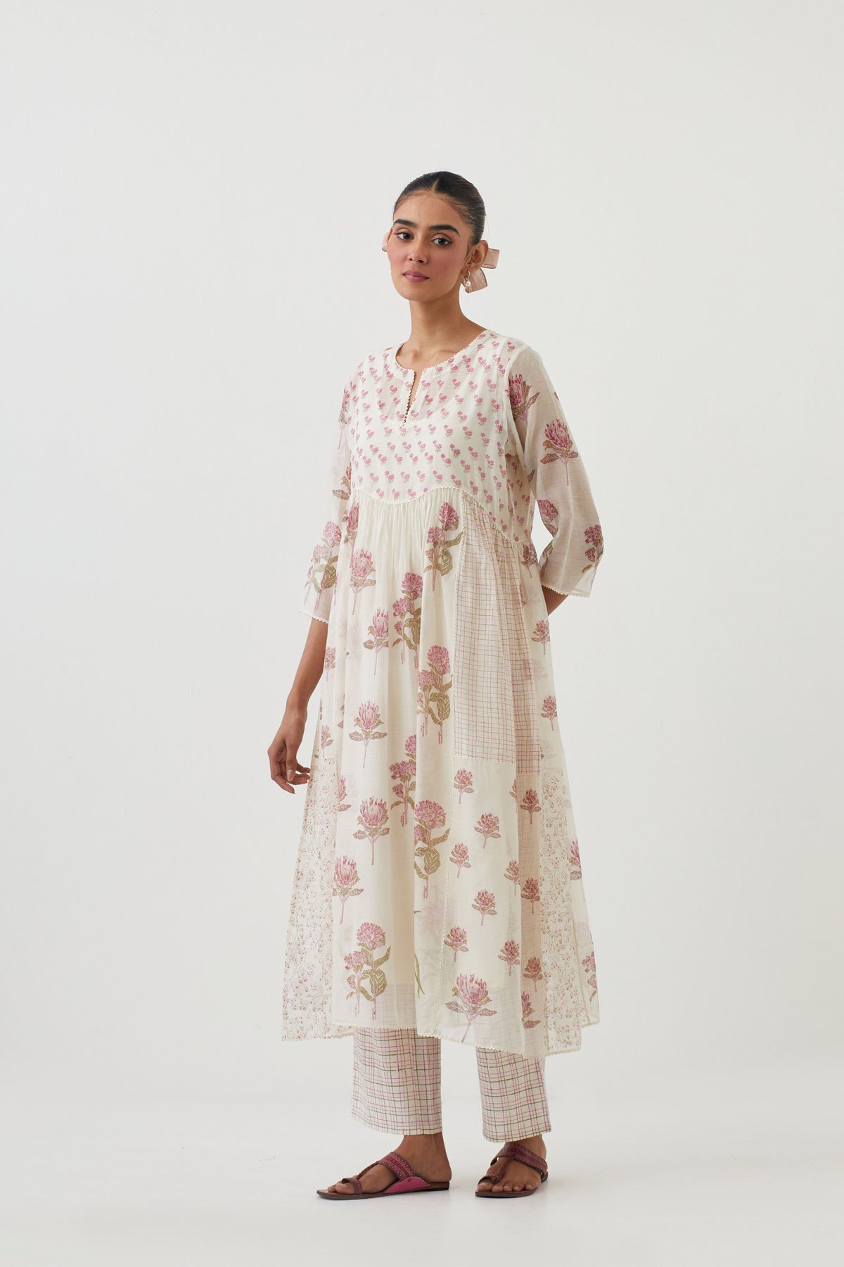 Pink Chanderi Kurta Set