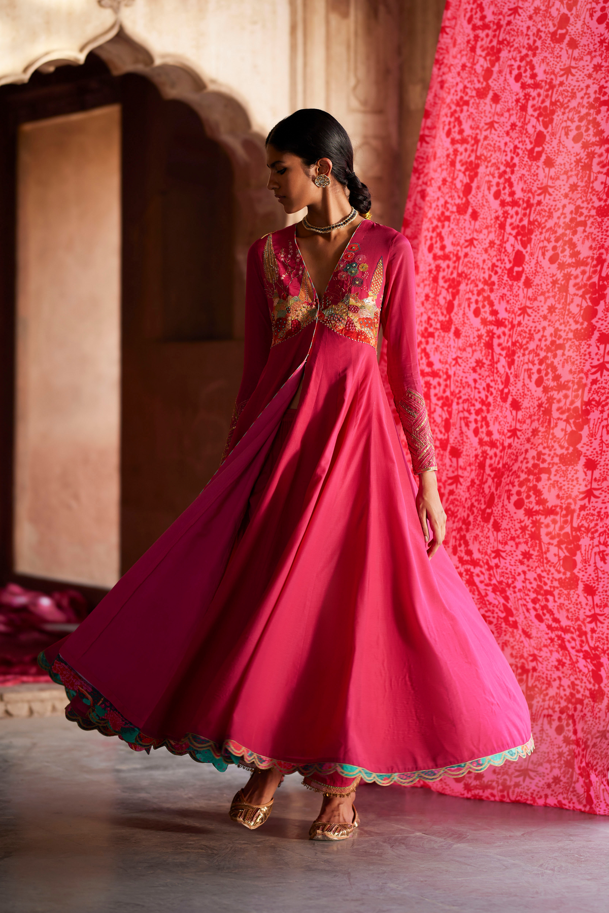 Nadira Magenta Anarkali Set