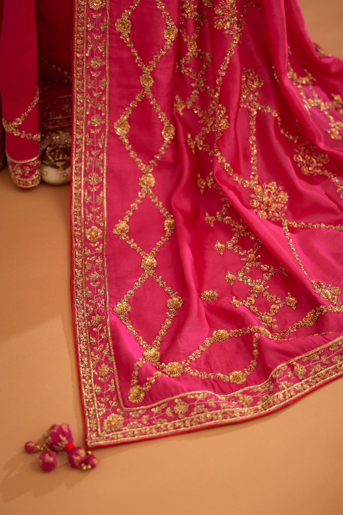 Fuschia pink Saree set