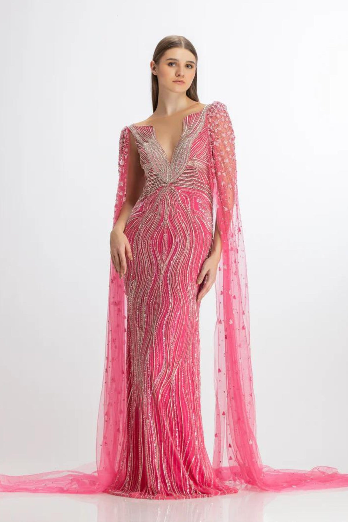 Bright pink wing gown