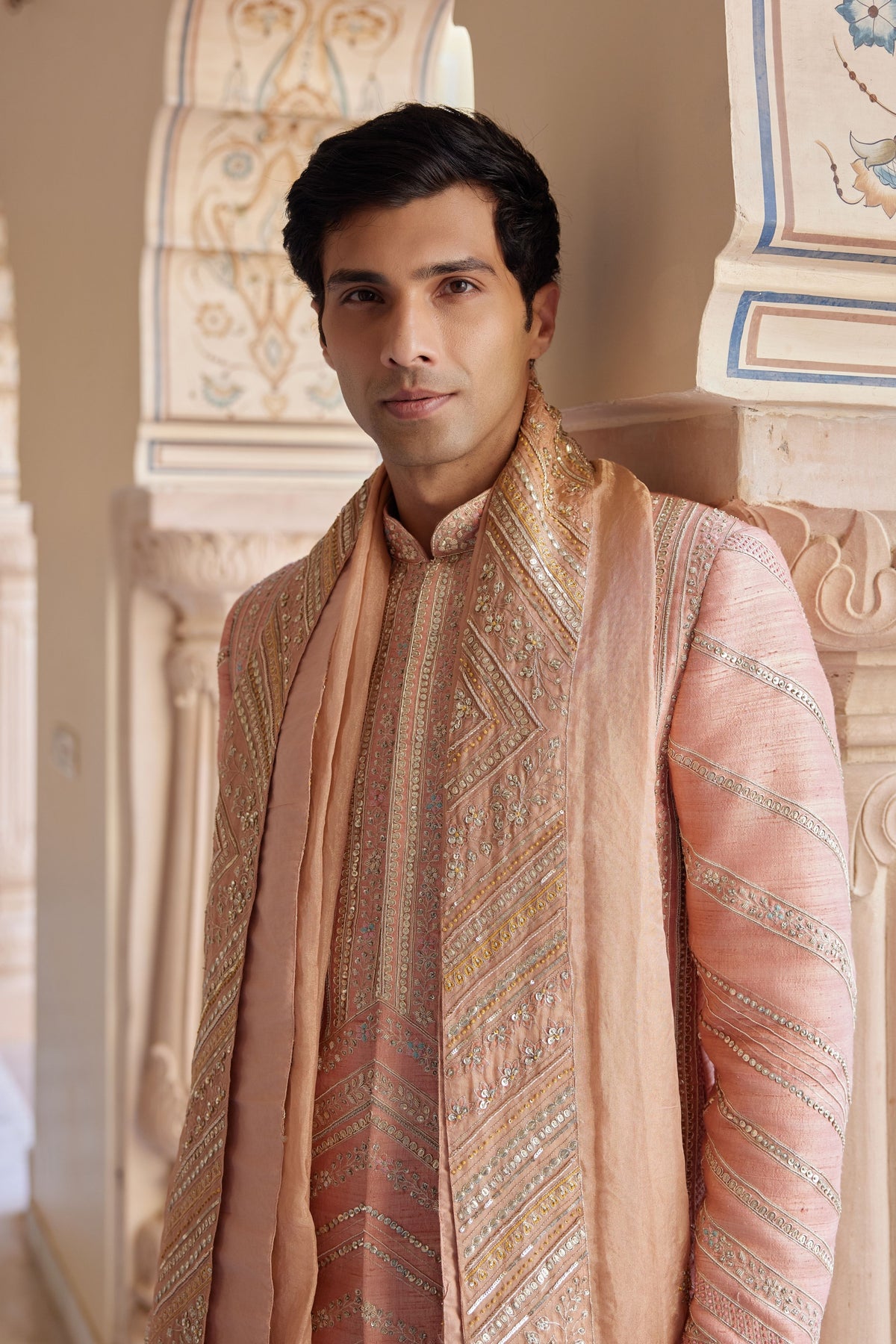 Flamingo Pink Sherwani Set