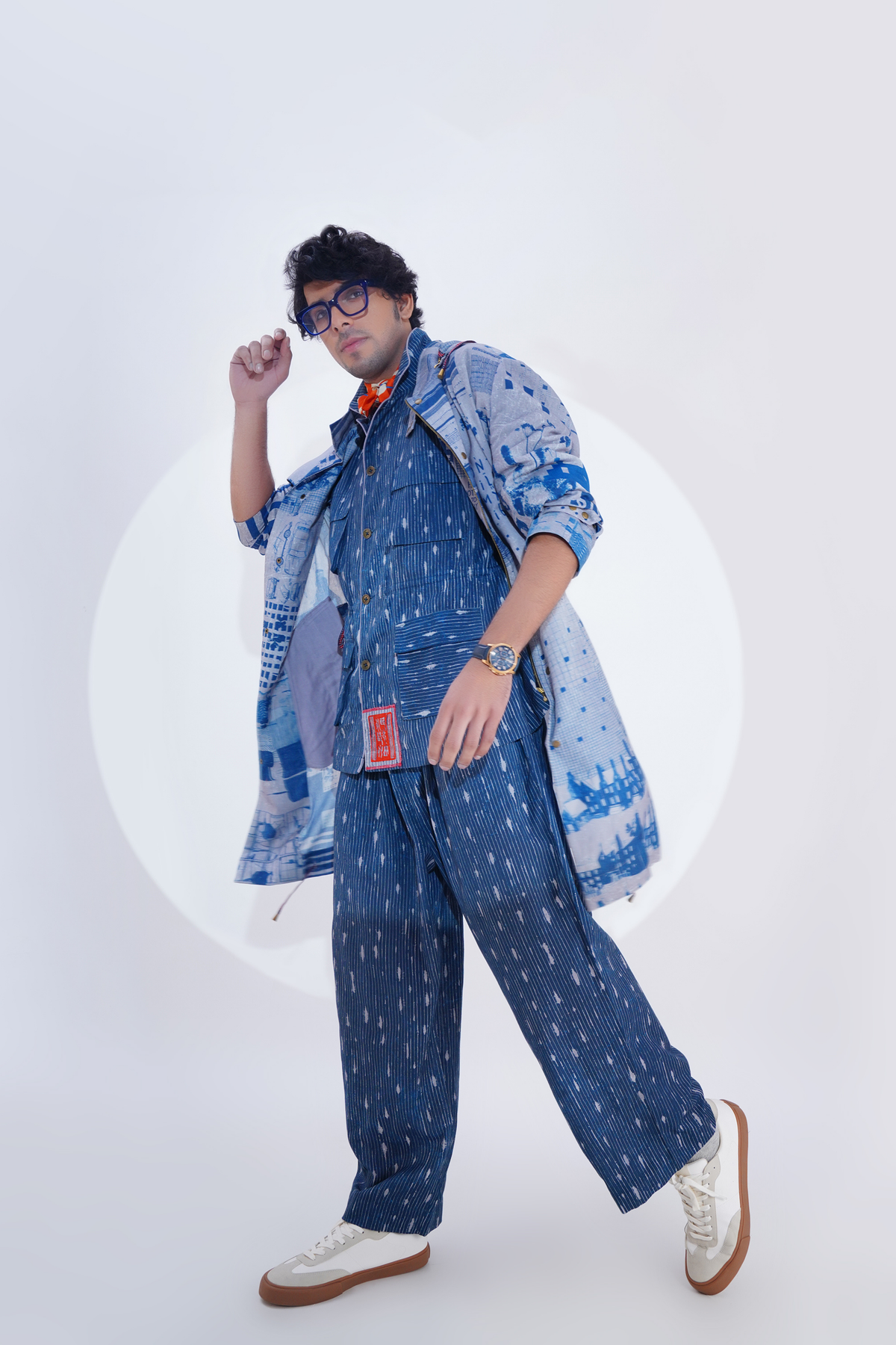 Blue Printed Trench