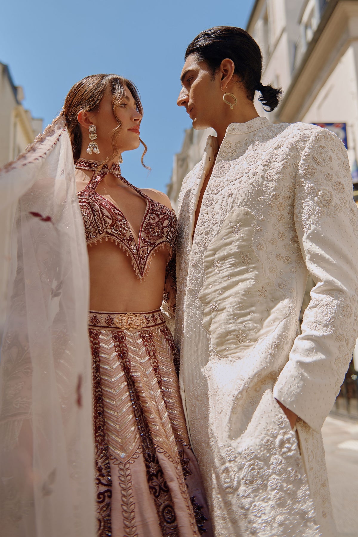 Maroon And Ivory Lehenga set