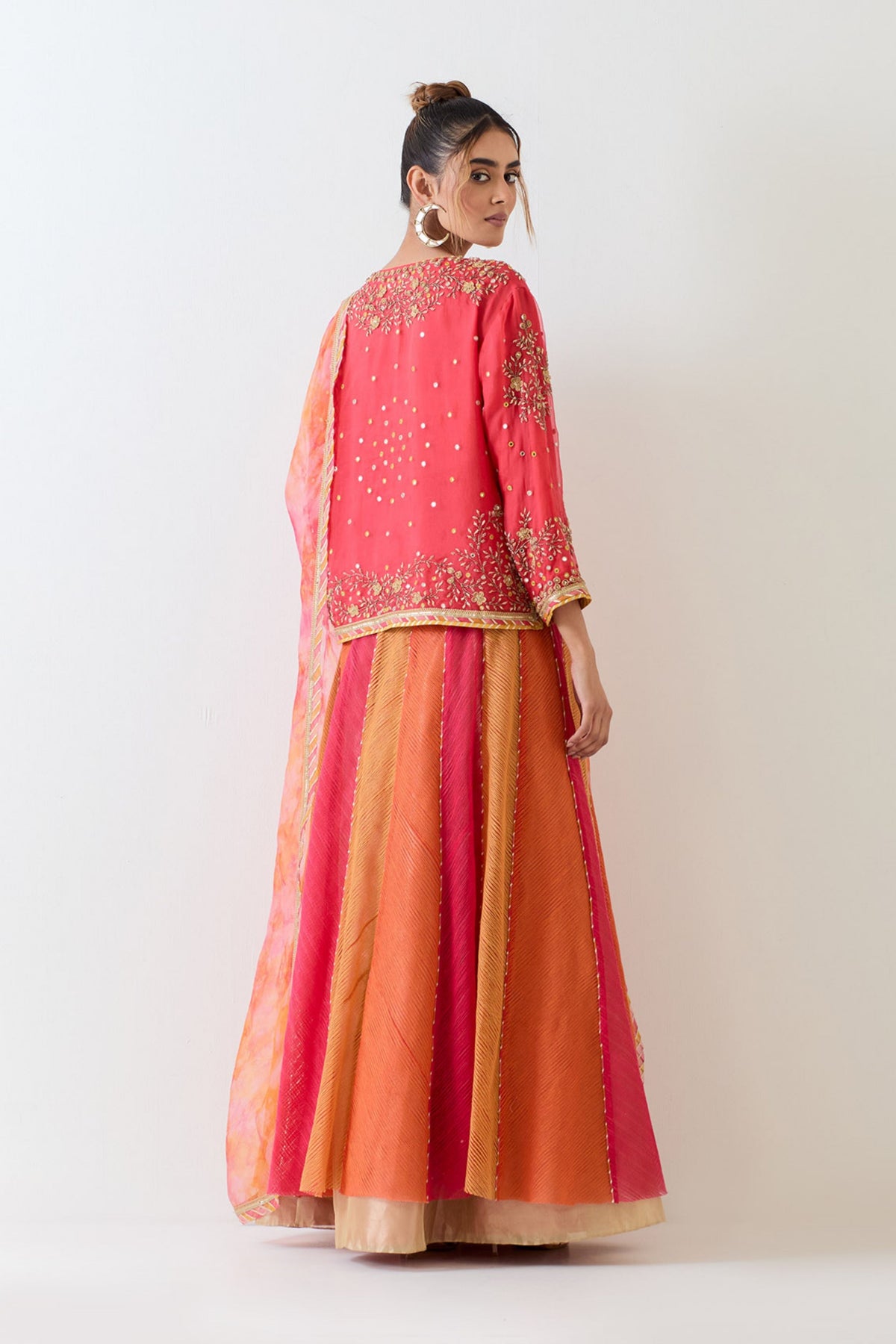 Orange Kurta Lehenga Set