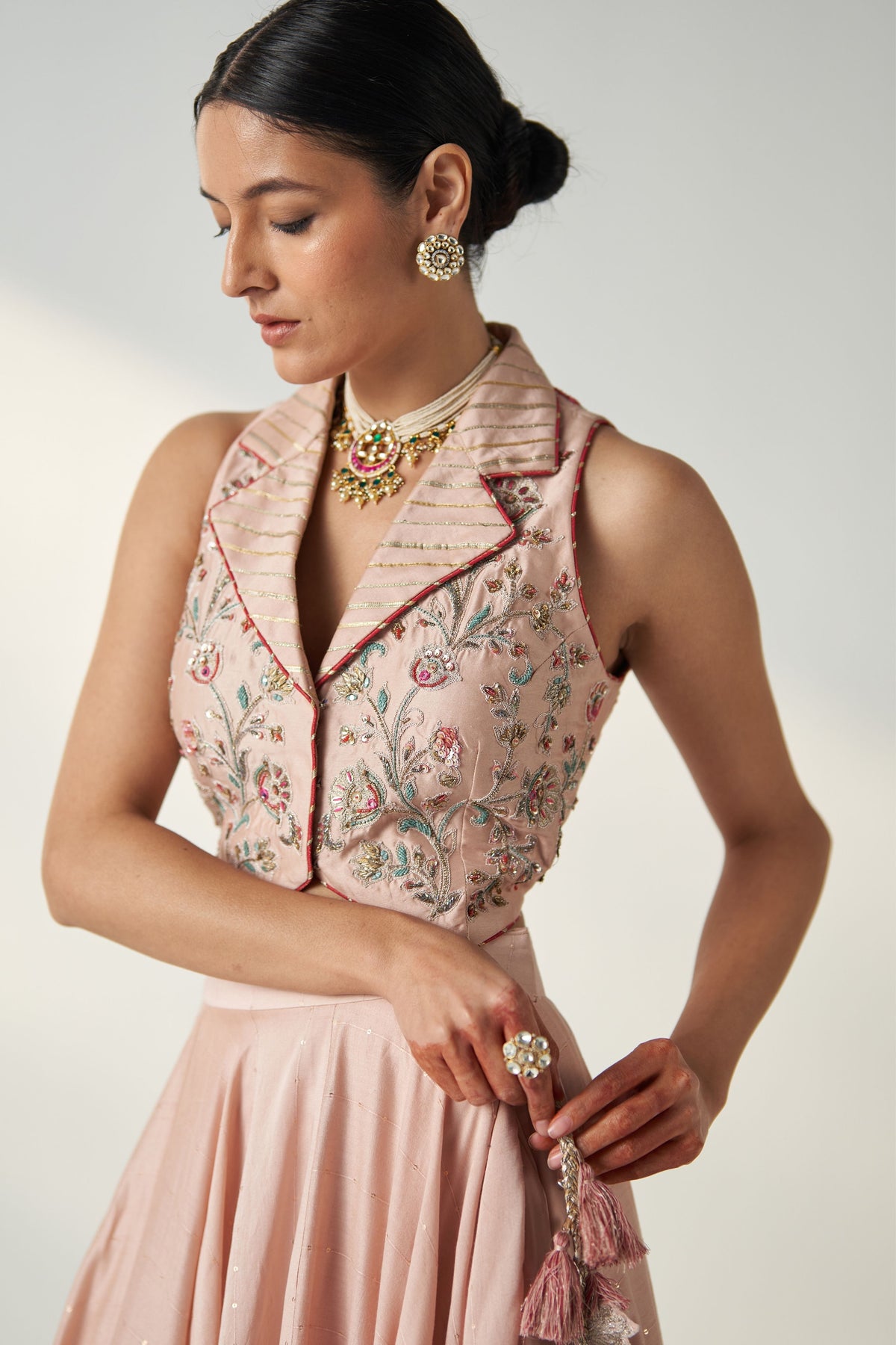 Rajita Pink Gilet Lehenga Set