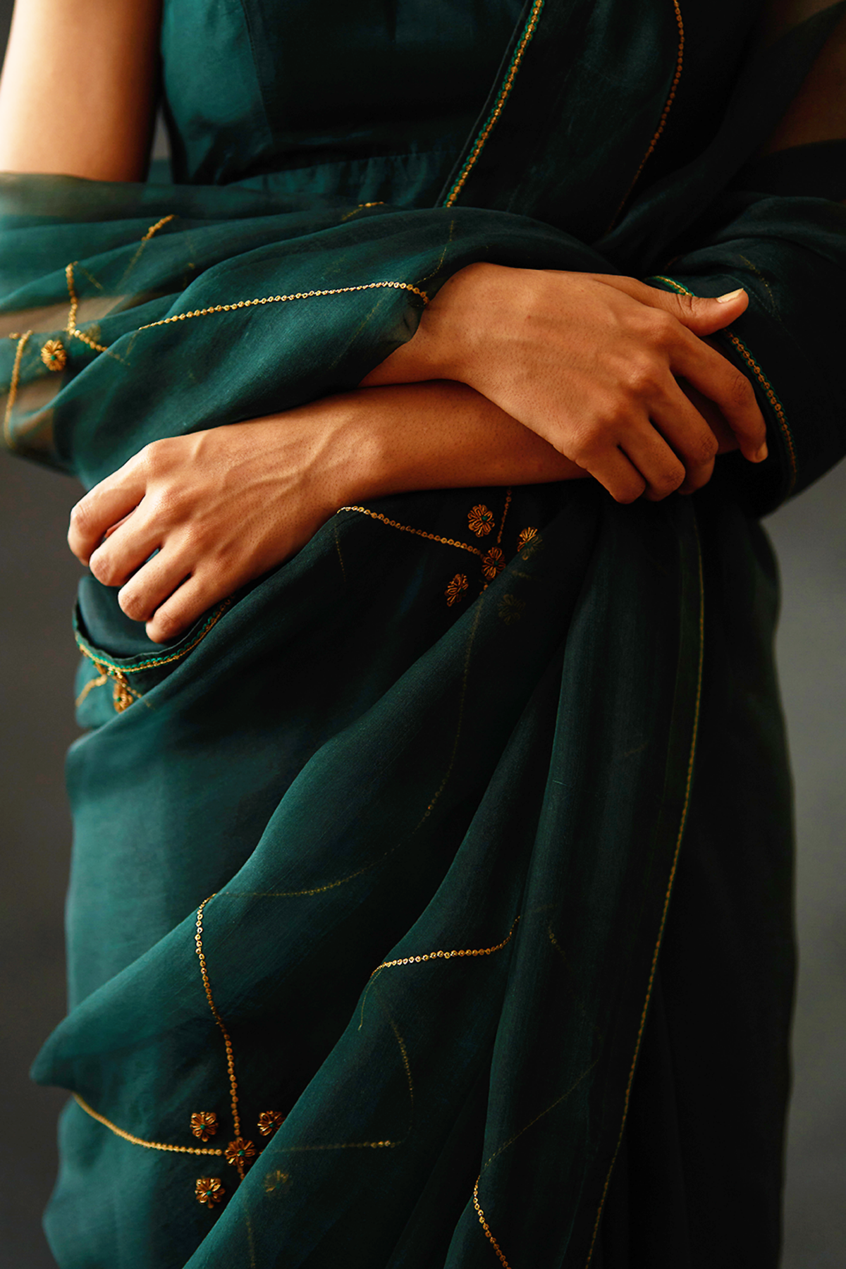 Emerald Embroidered Saree