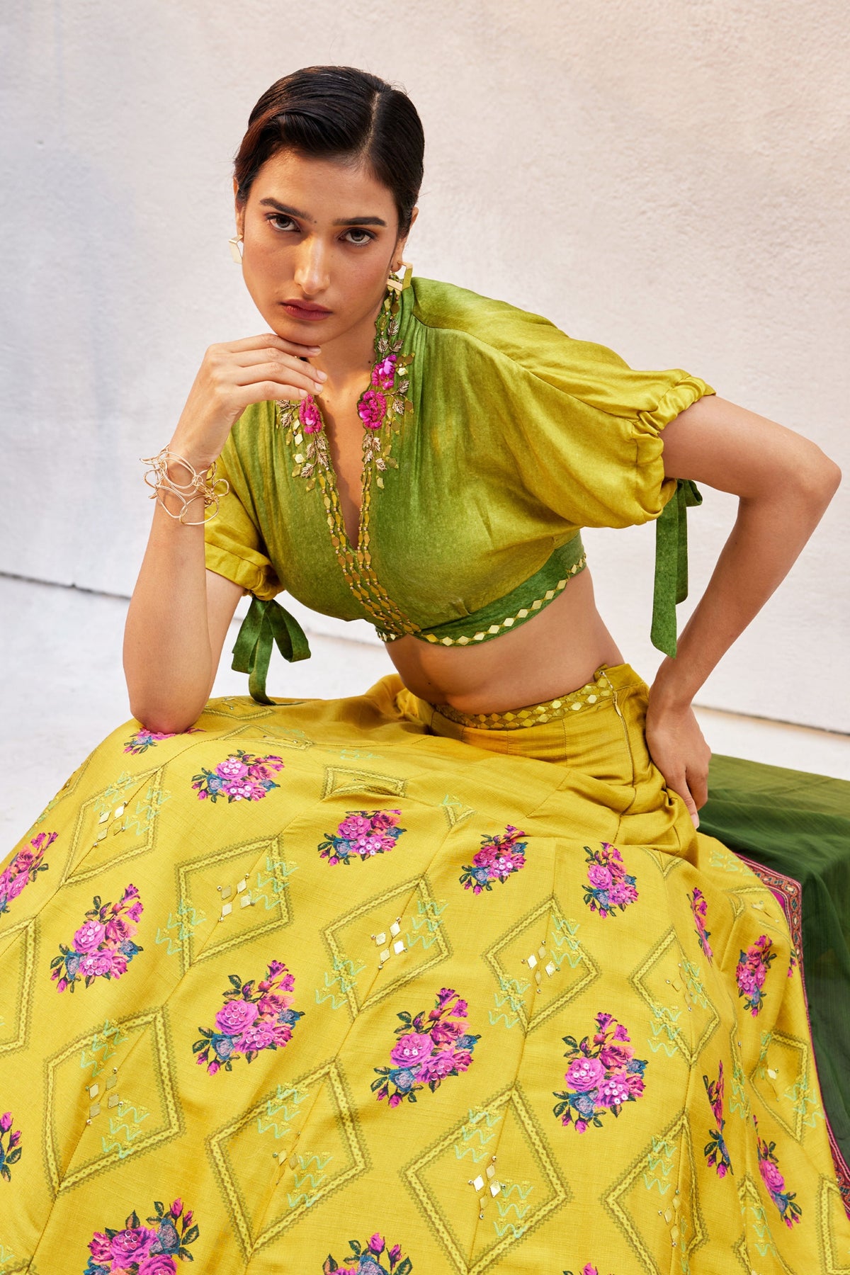 Ochre Yellow Lehenga Set