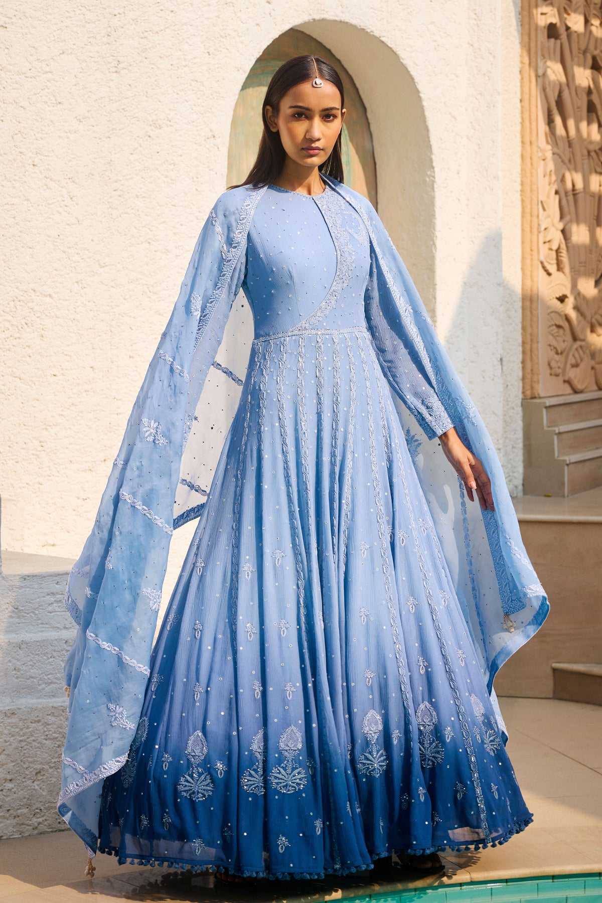 Azure Dream Chikankari Anarkali Set