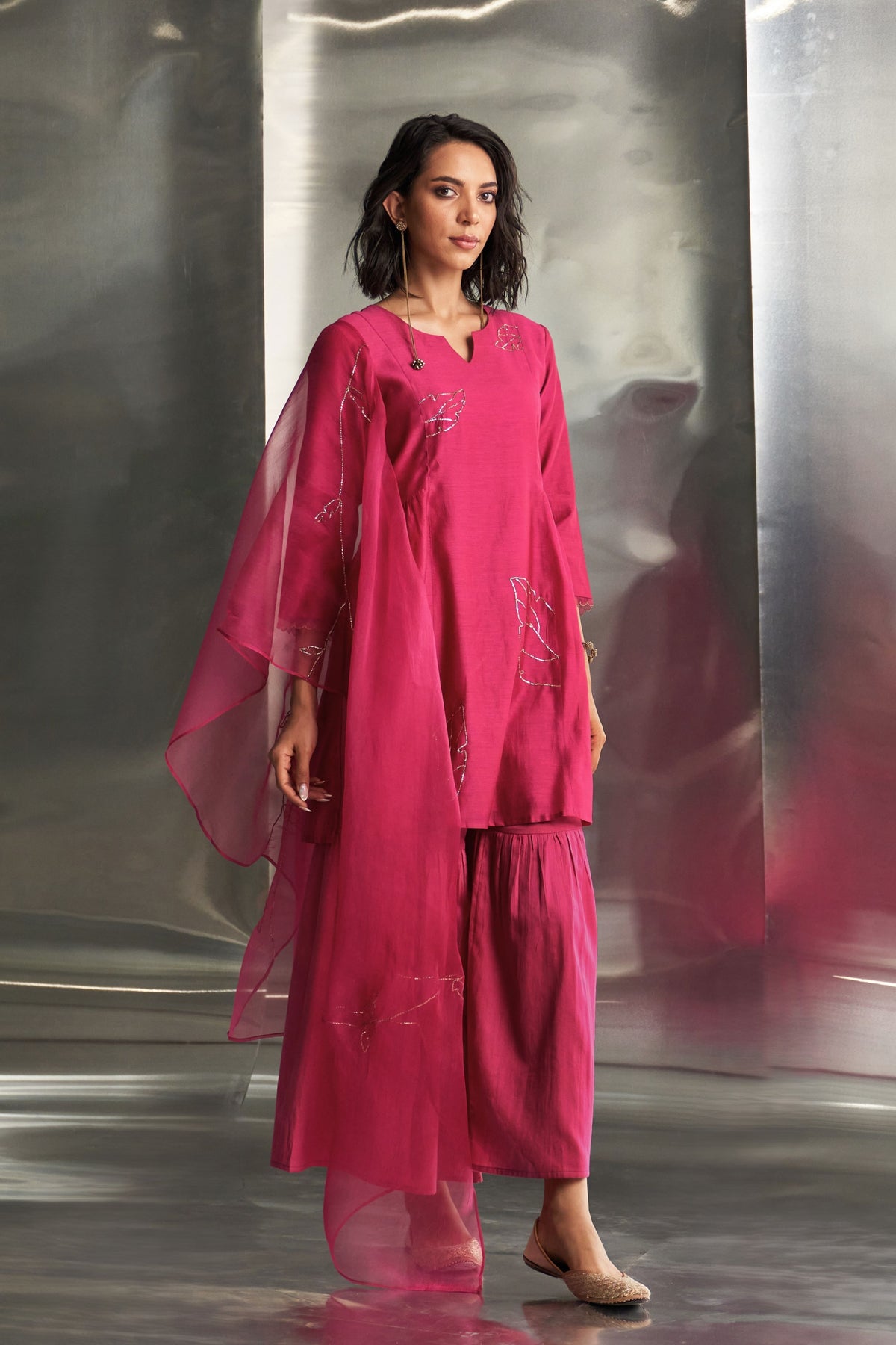 Pop Pink Straight Kurta Set