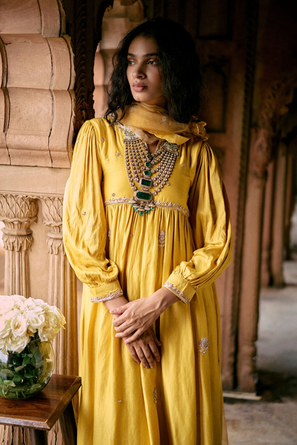 Tuscany Yellow Embroidered Anarkali Set