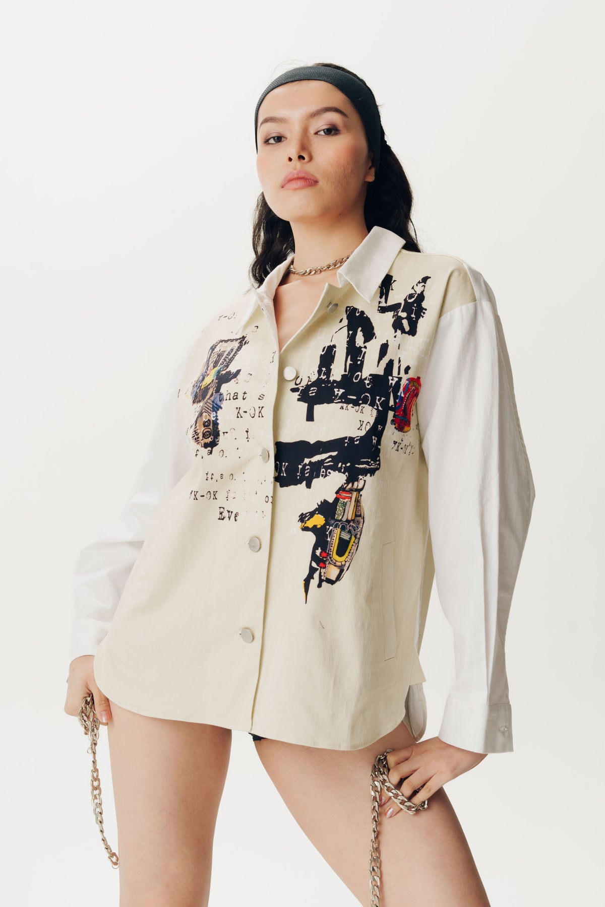 Printed Cream Shacket