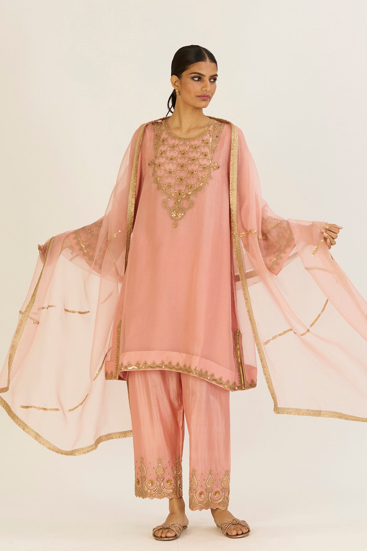 Lehr Salmon Pink Dupatta