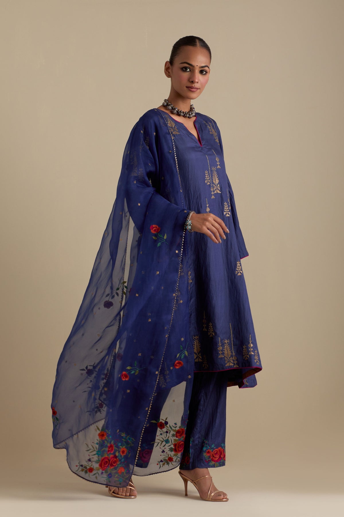 Blue Silk Short Kurta Set