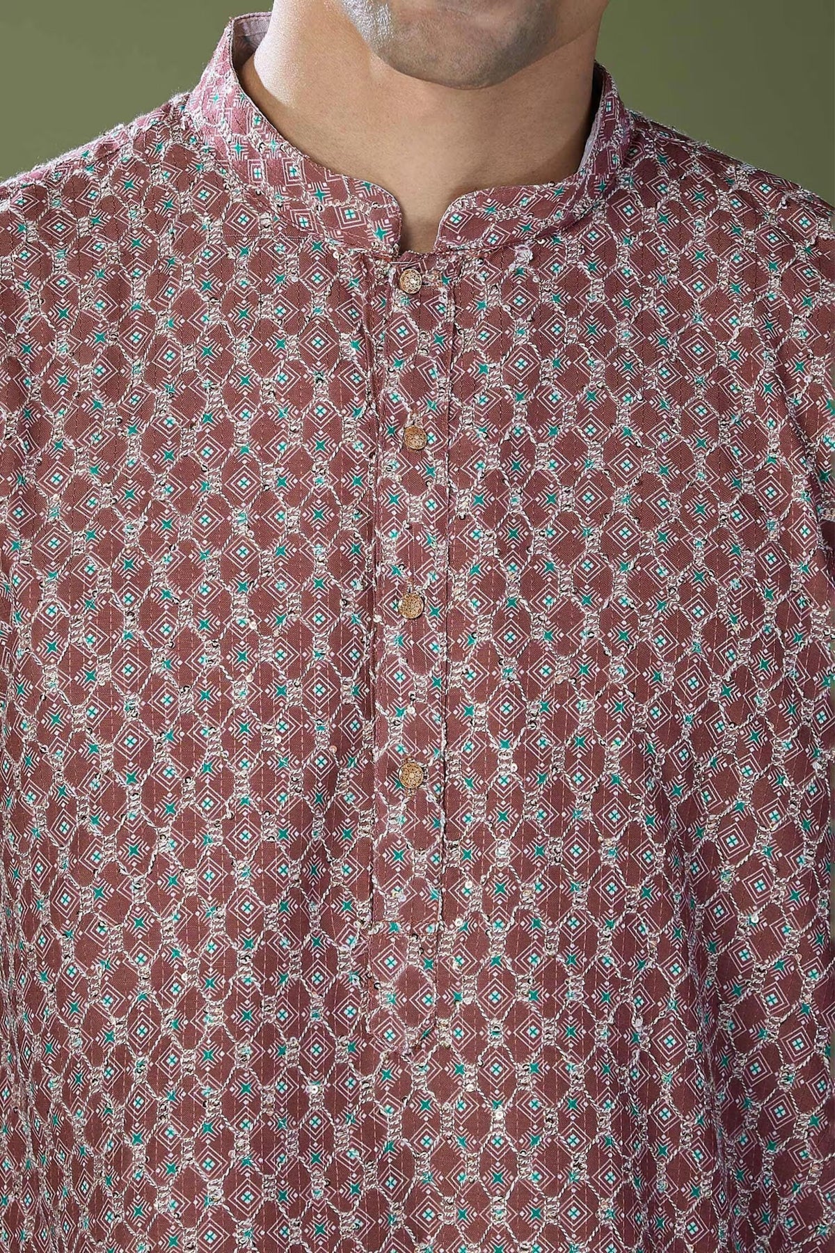 Maroon Printed Kurta Set