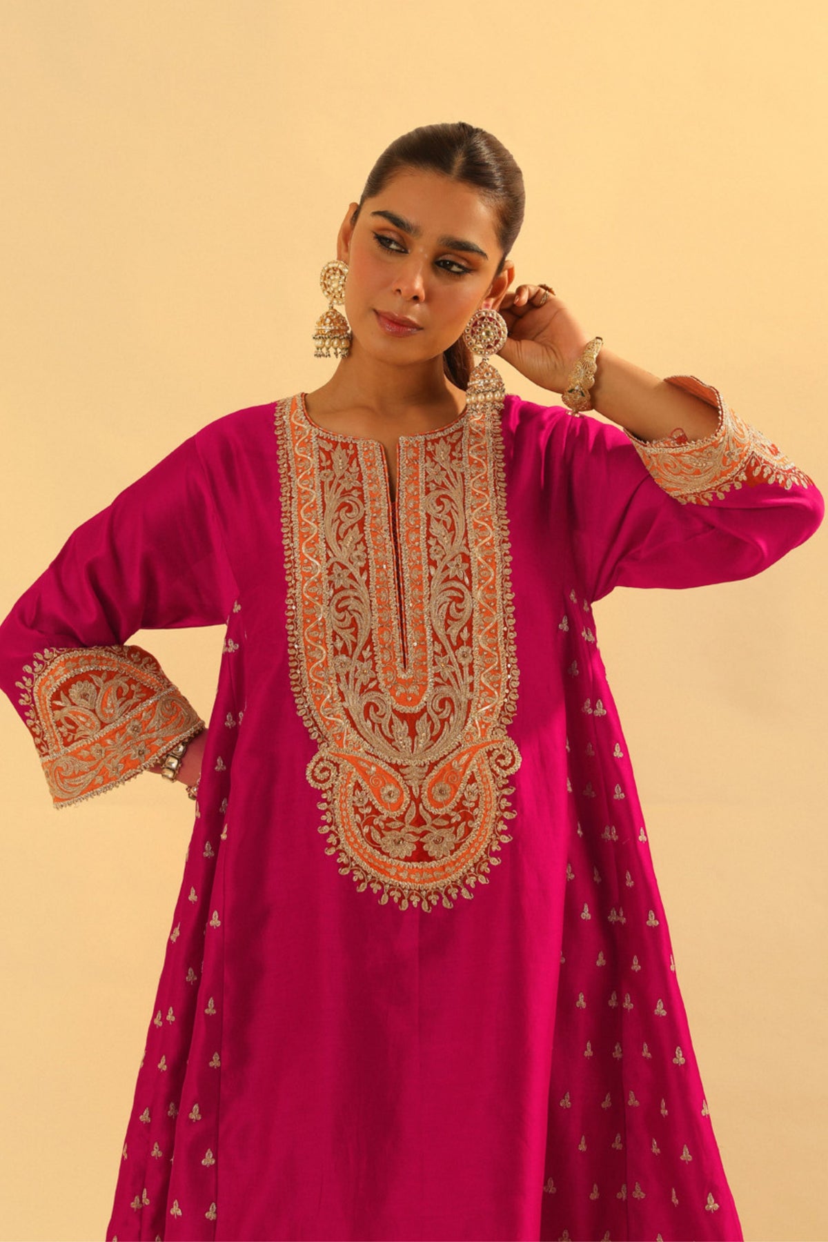 Falisha Short Pink Kalidaar Chauga With Salwar