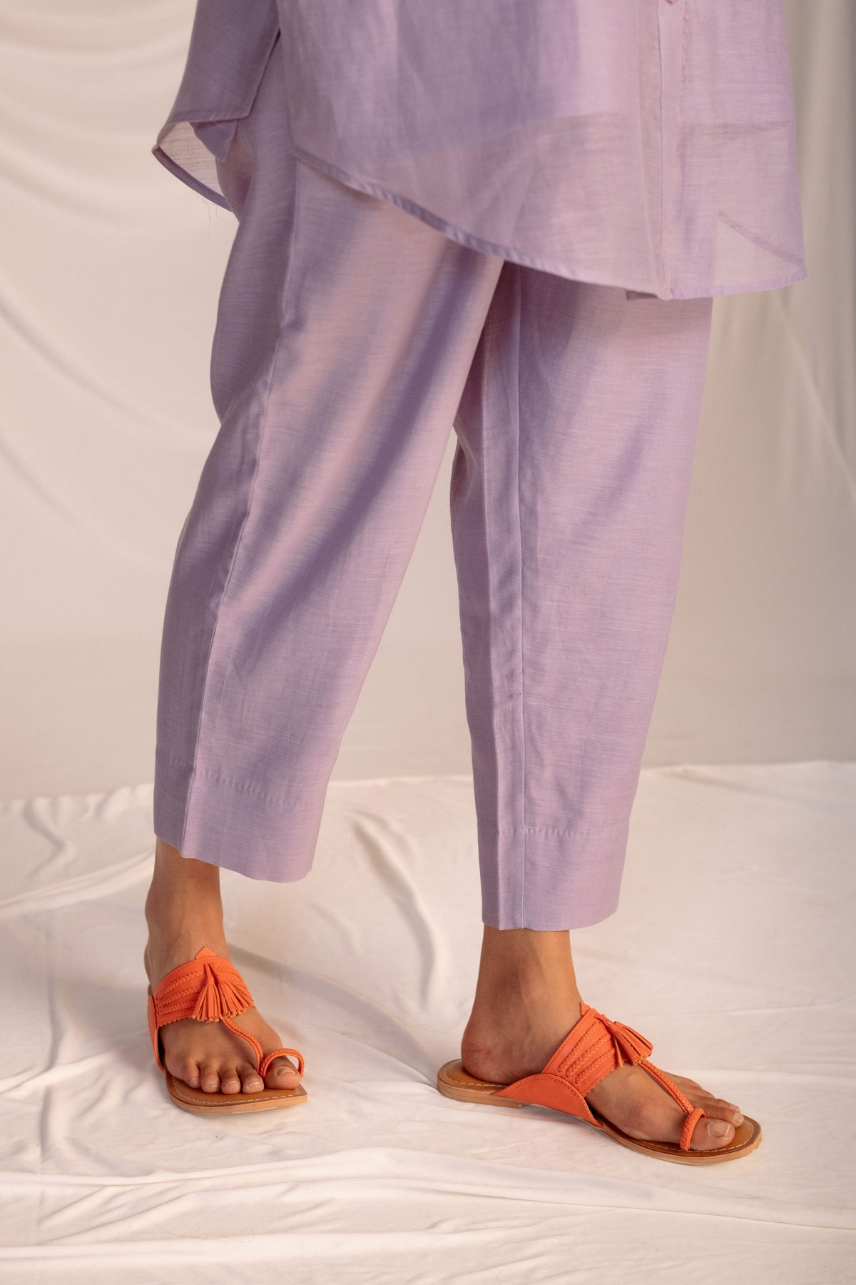 Violet Embroidered Tunic &amp; Trouser Set