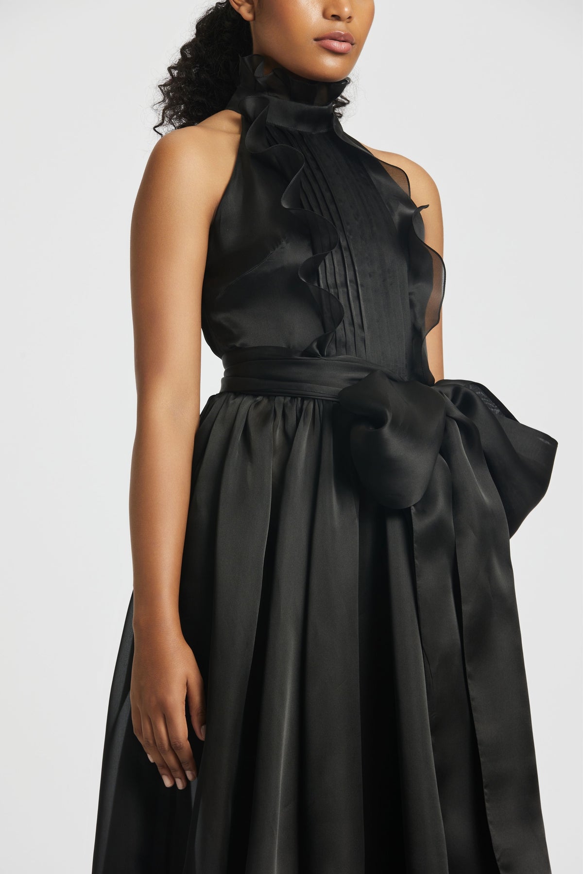 Black Halter Neck Midi Dress