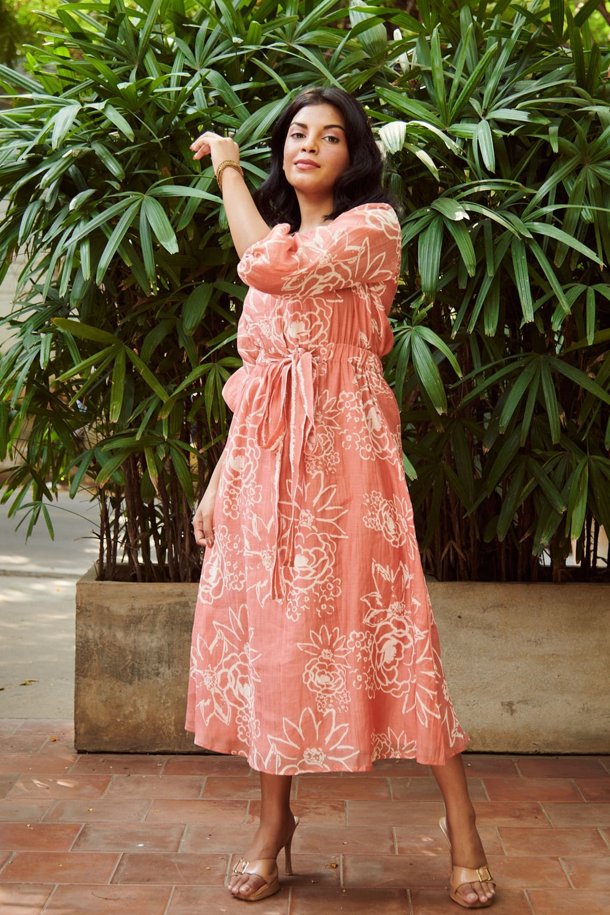 Floral Relaxed Dress in Peach