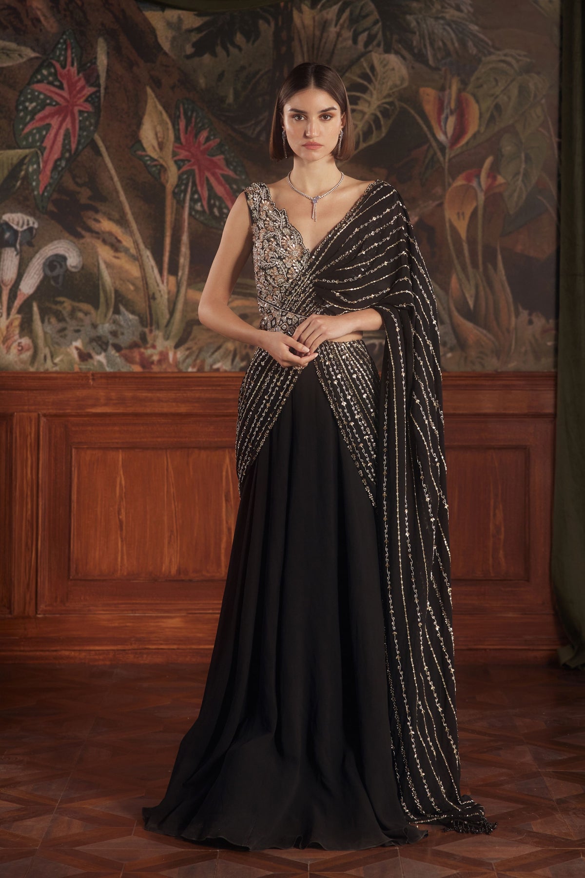 Maira Black Draped Saree