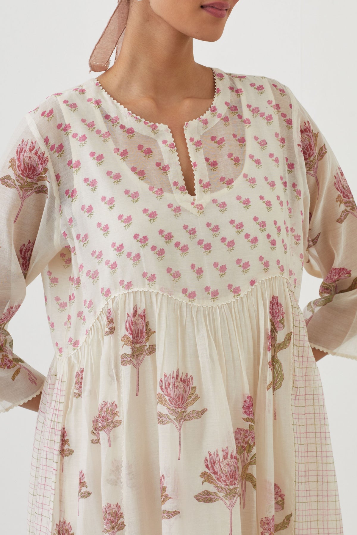 Pink Chanderi Kurta Set