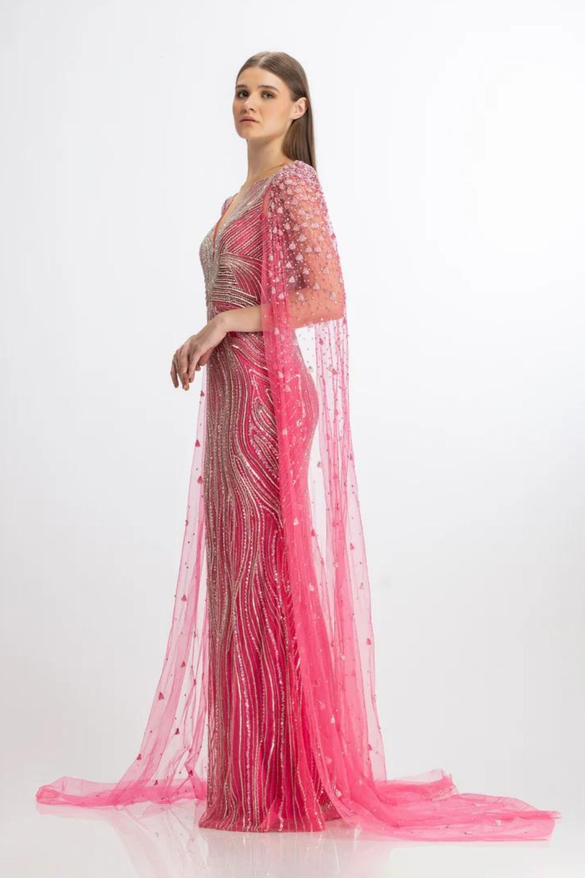 Bright pink wing gown