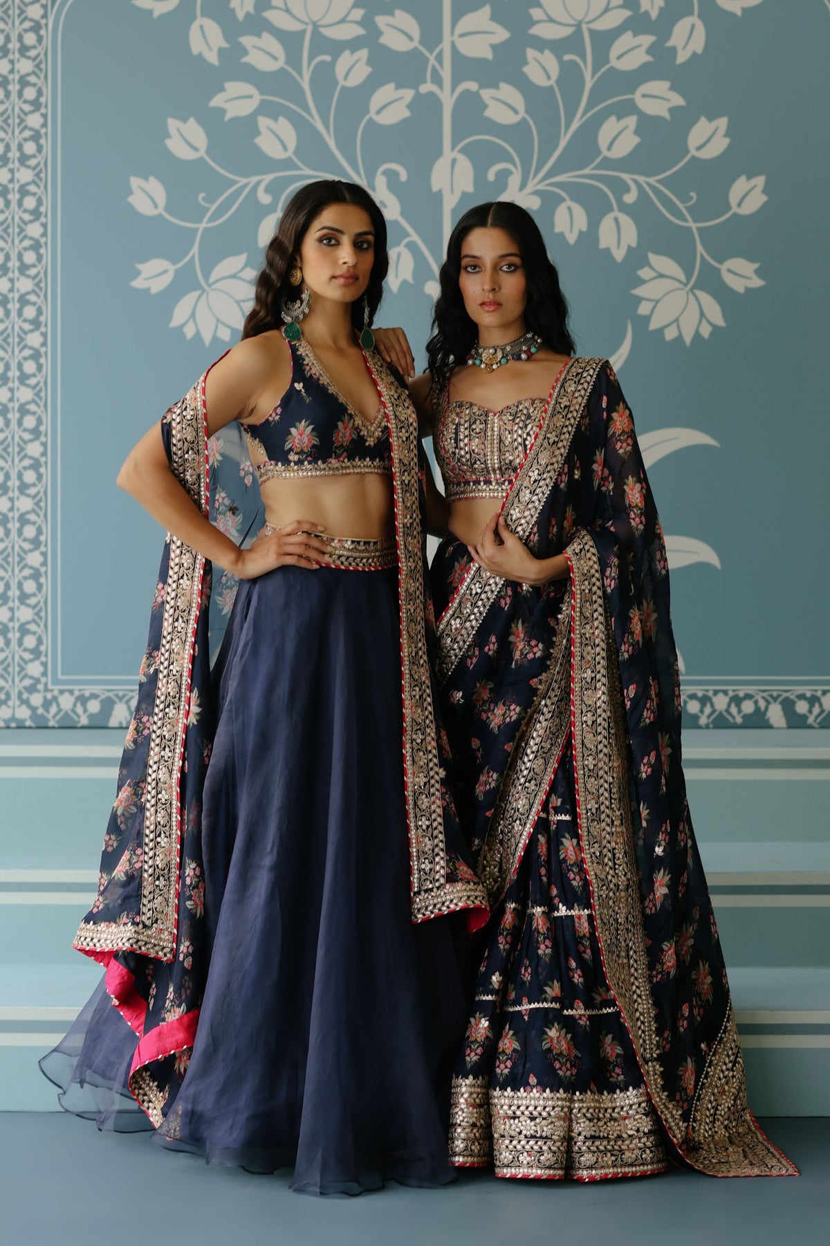 Navy Mehar Lehenga Set