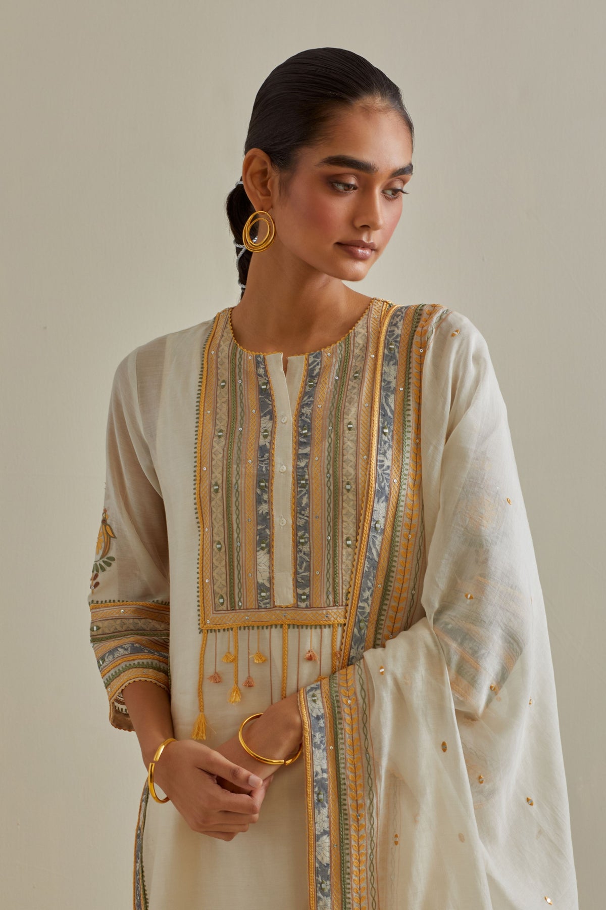 Yellow Patchwork Kurta Set