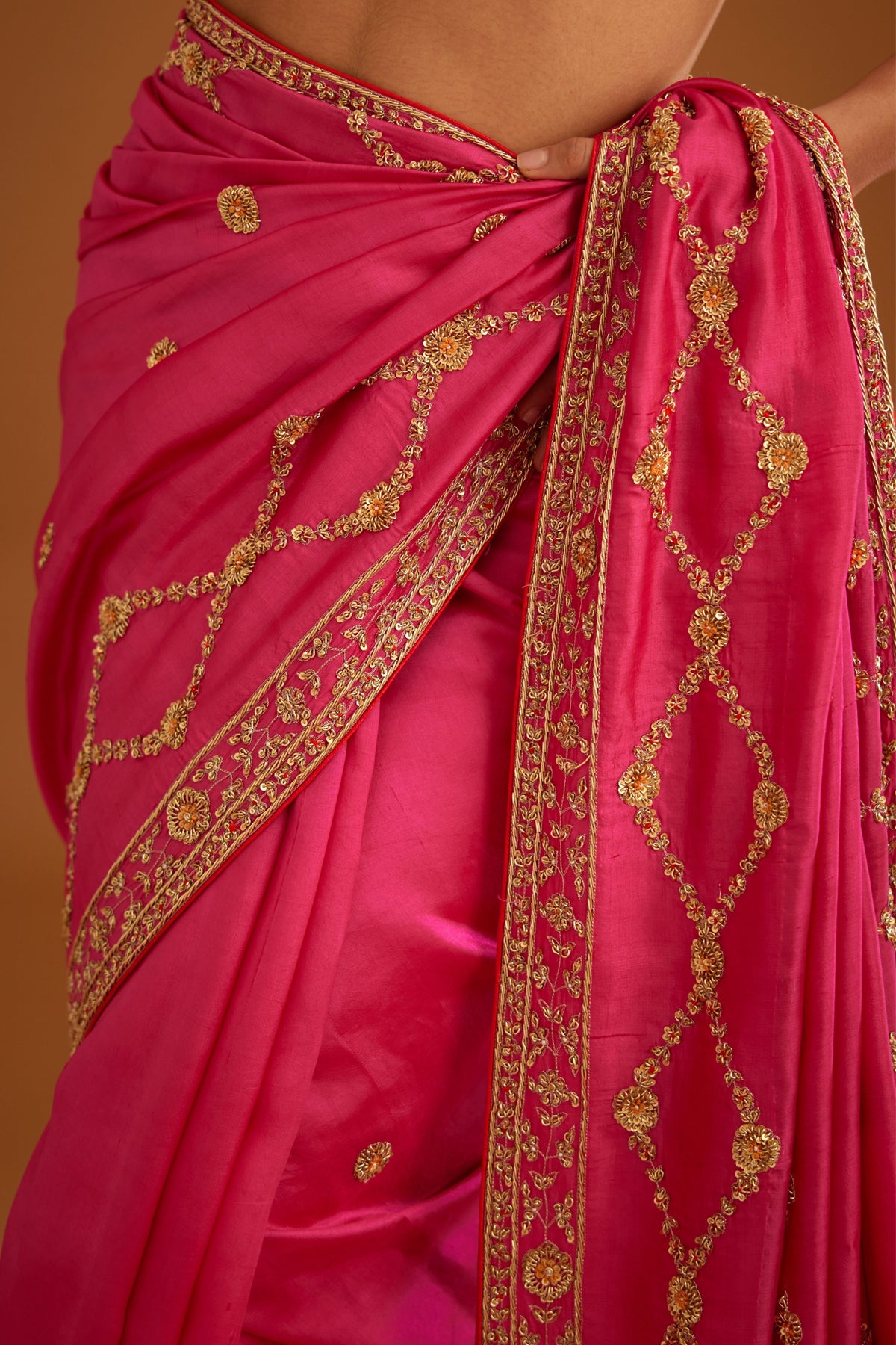 Fuschia pink Saree set