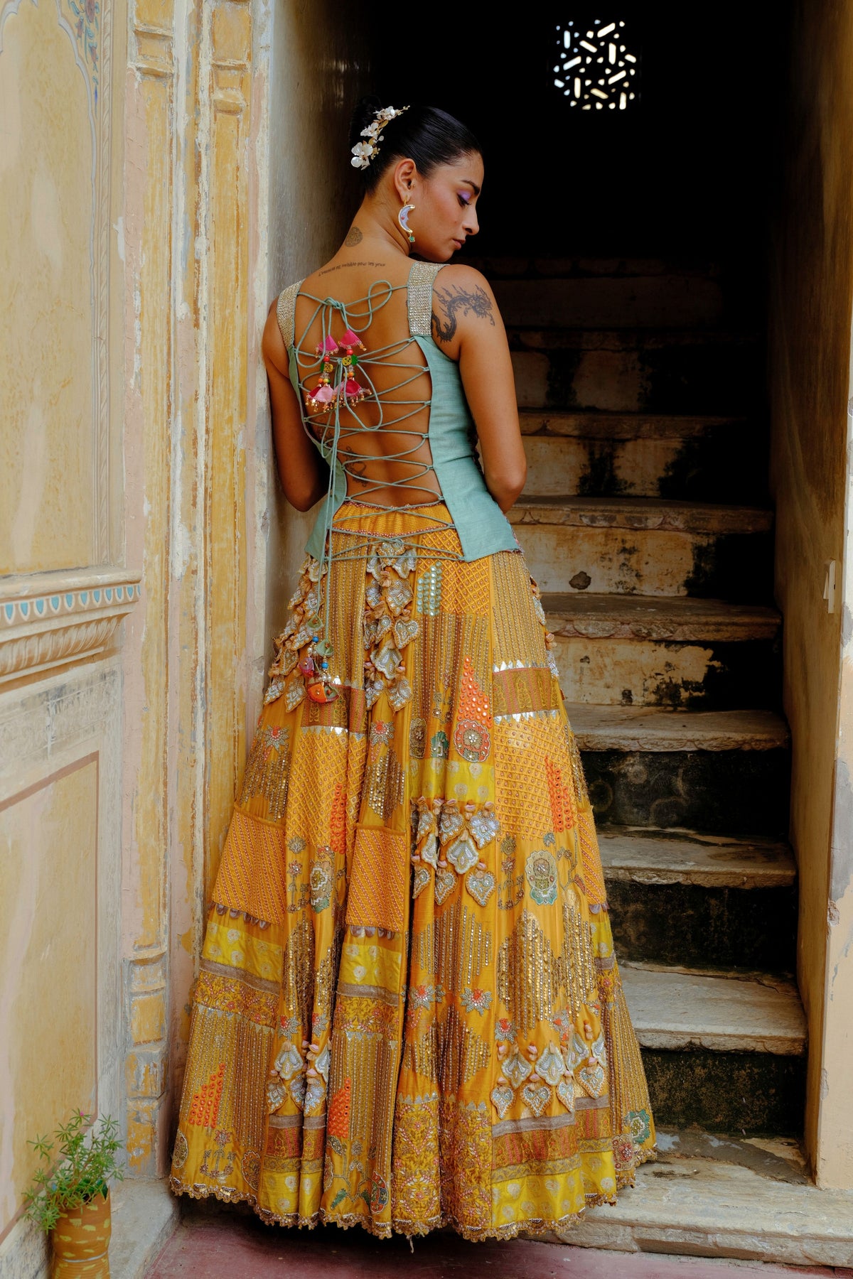 Corset Silk Lehenga Set