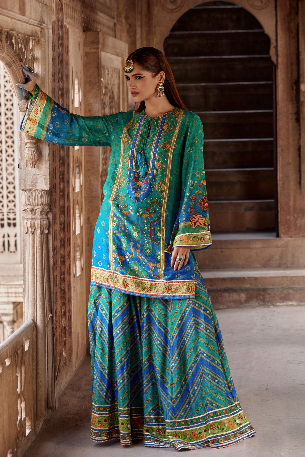 Blue Amaira Sharara Set