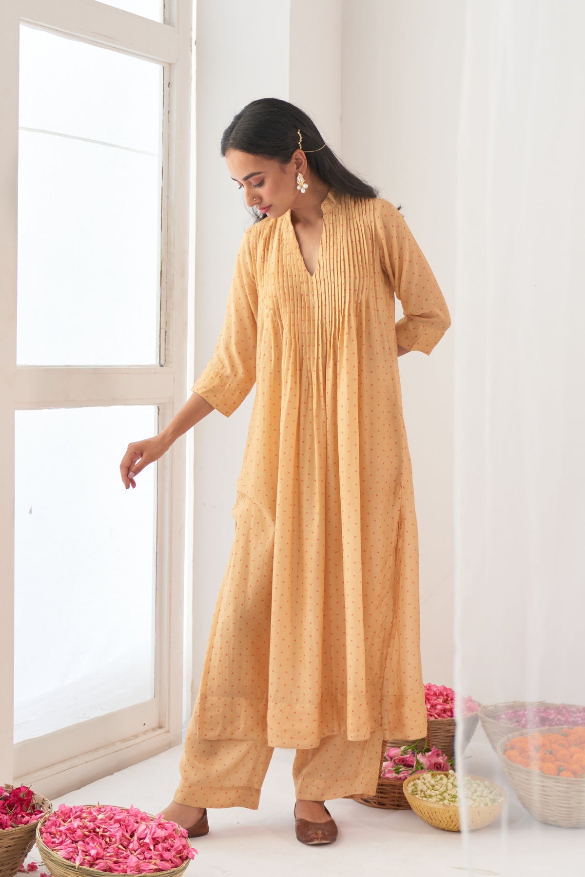 Yellow Peony Kurta Palazzo