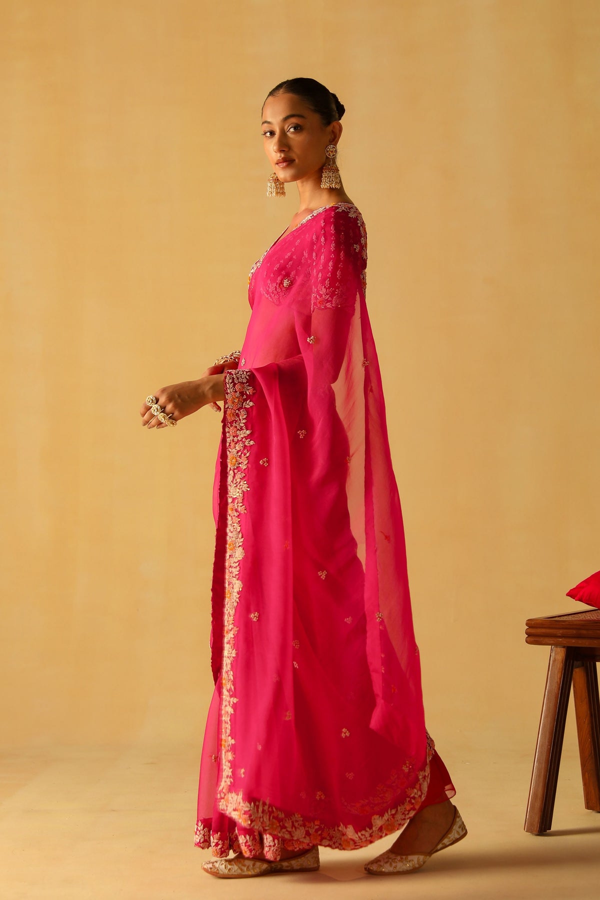 Hot Pink Afsa Saree Set