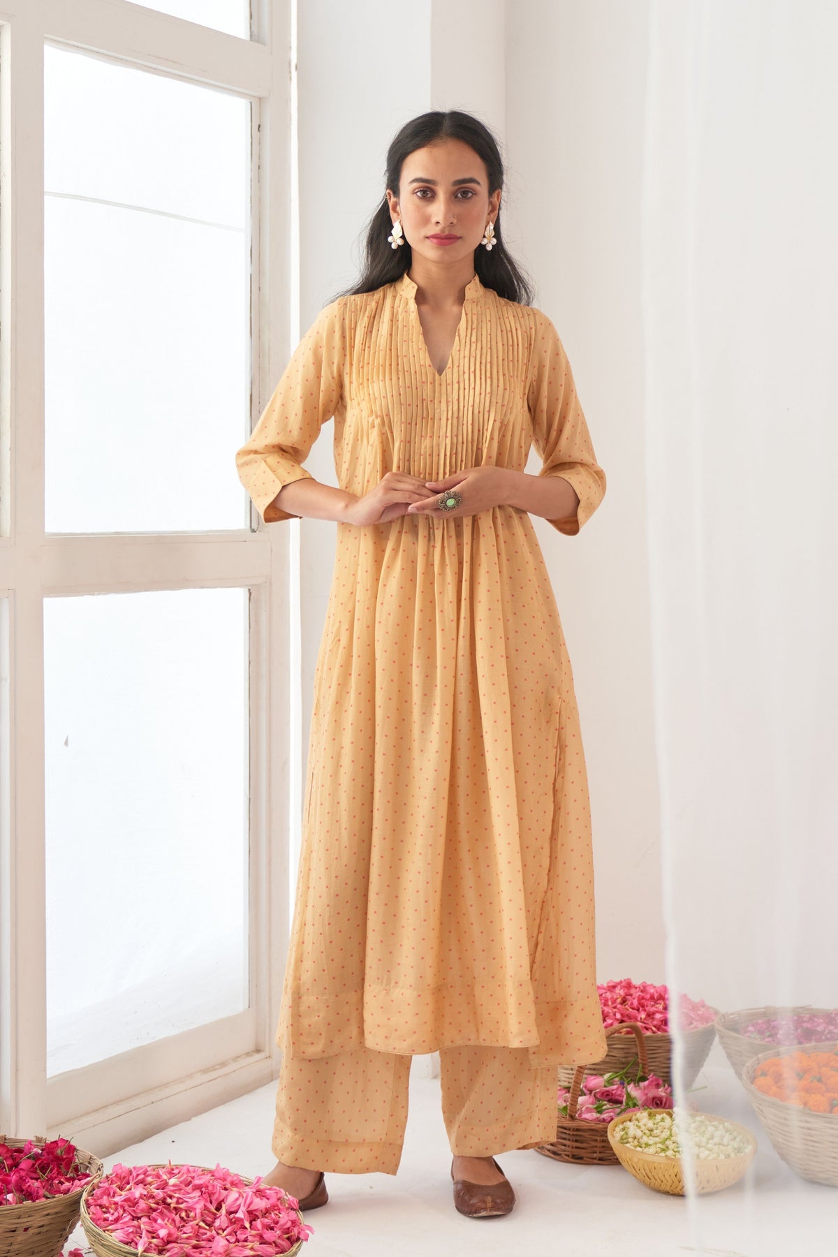 Yellow Peony Kurta Palazzo