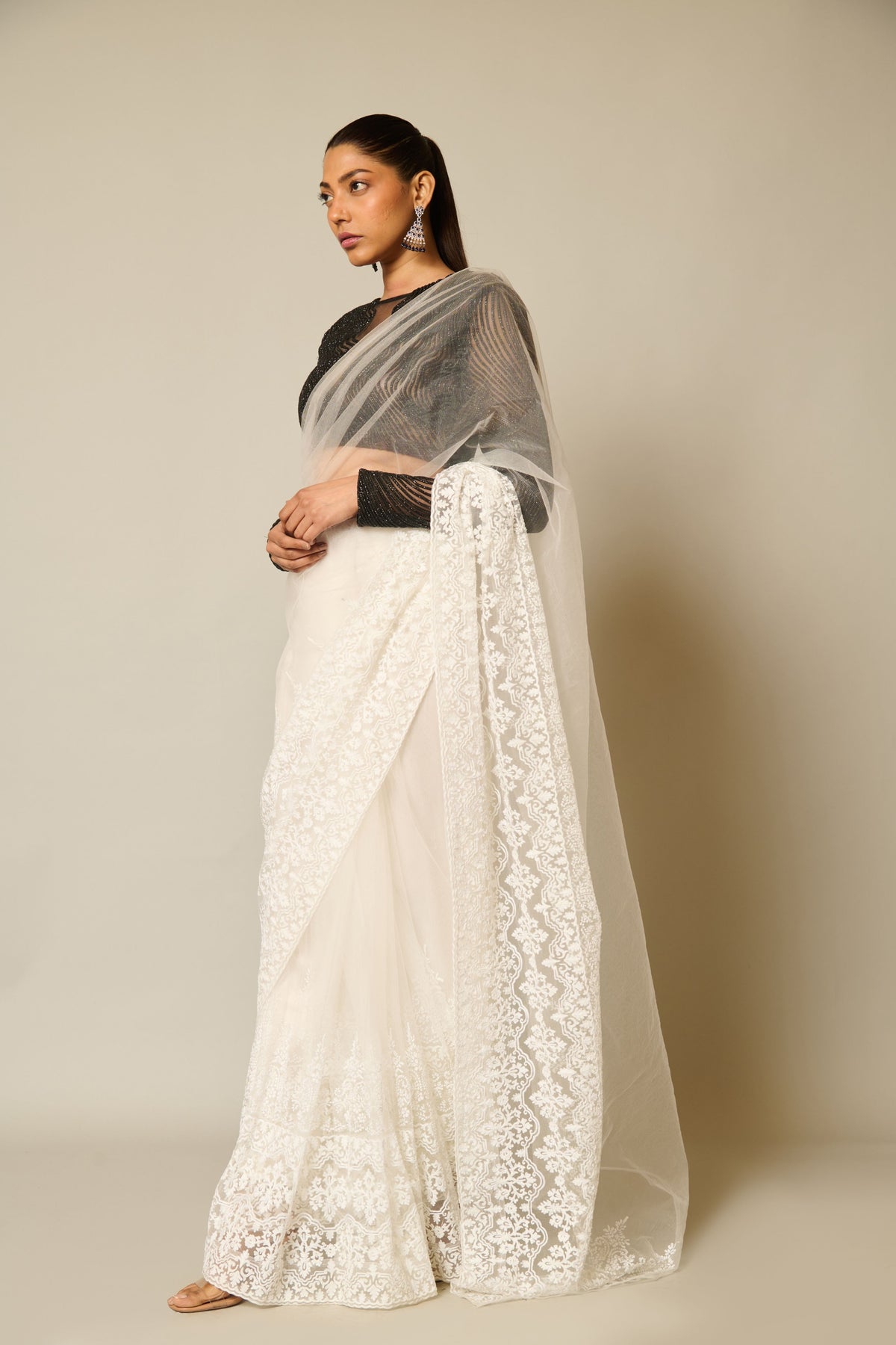 Checkmate Rope-lace Sheer Saree