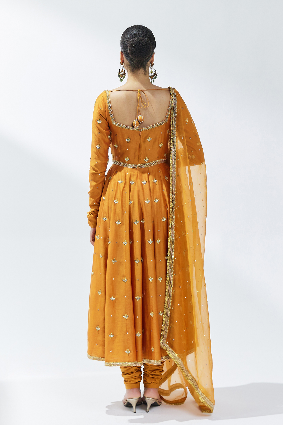 Burnt Orange Embroidered Anarkali Set