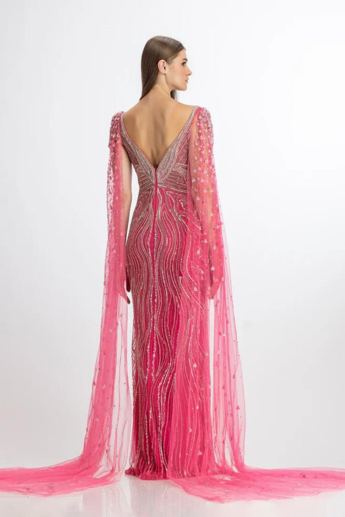 Bright pink wing gown