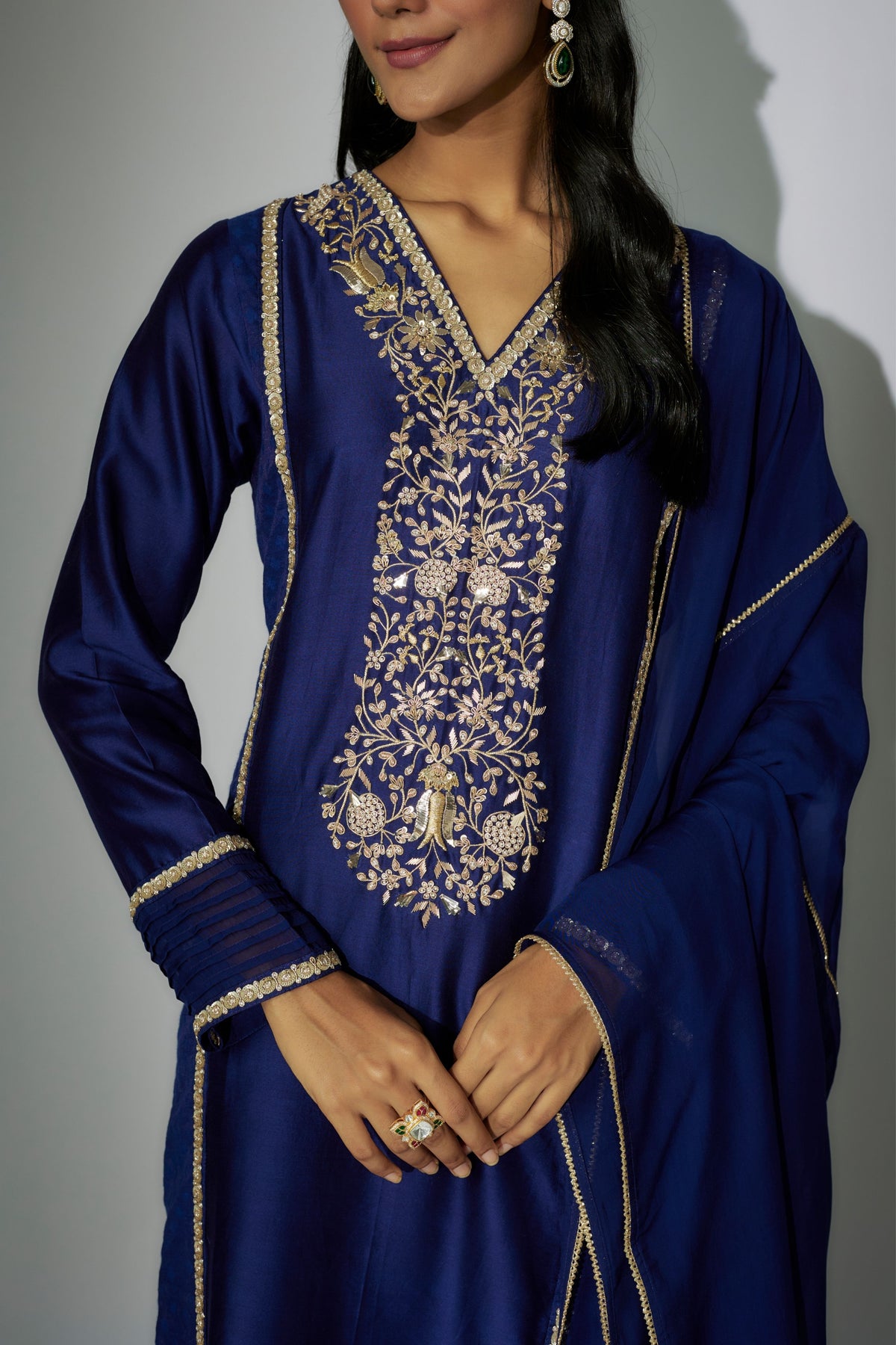 Royal Blue Embroidered Kurta Set