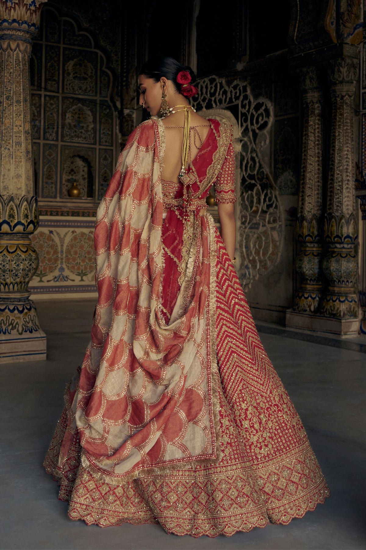 Red Embroidered Lehenga Choli Set