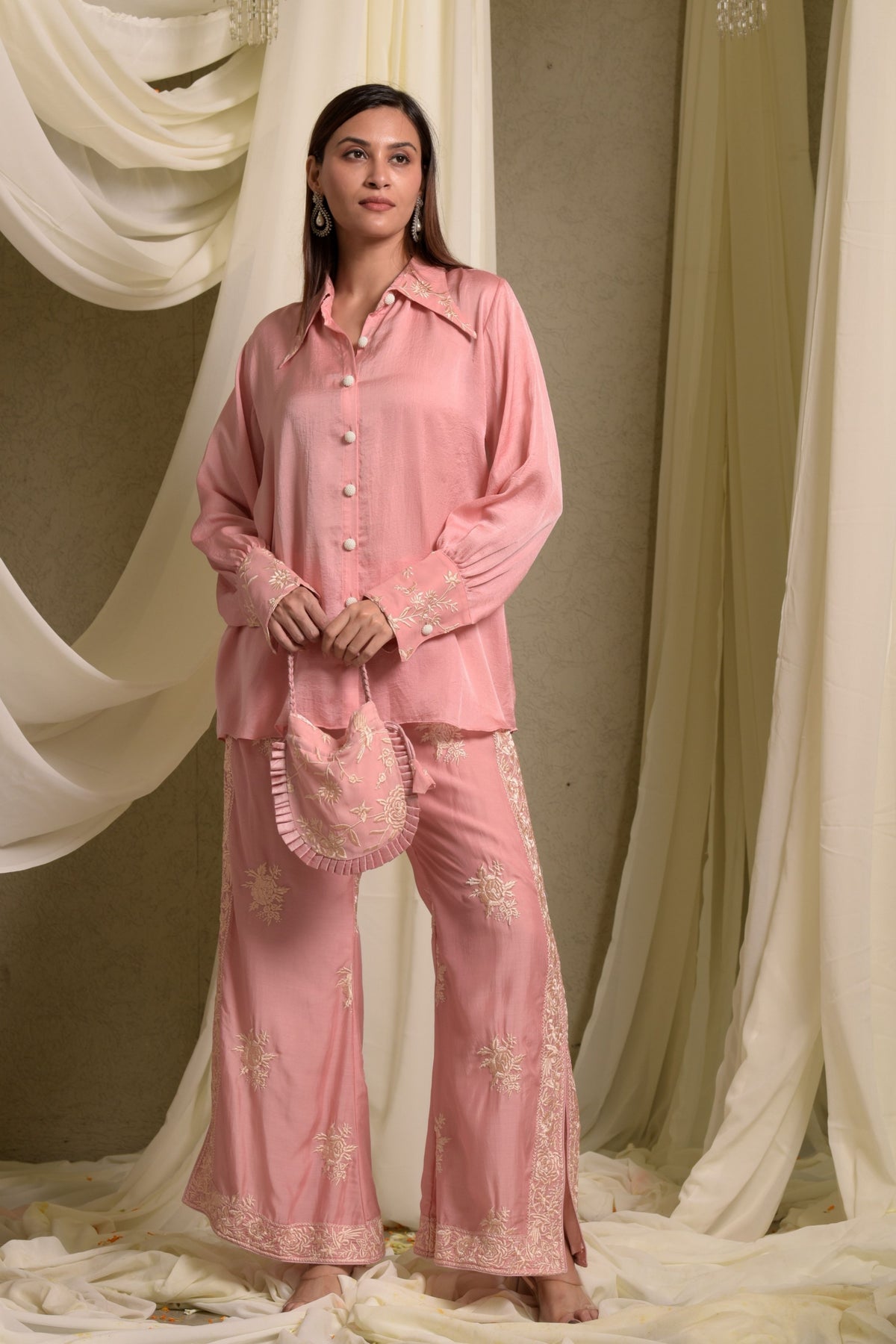 Pink Reyna Gara Glazed Co-ord Set