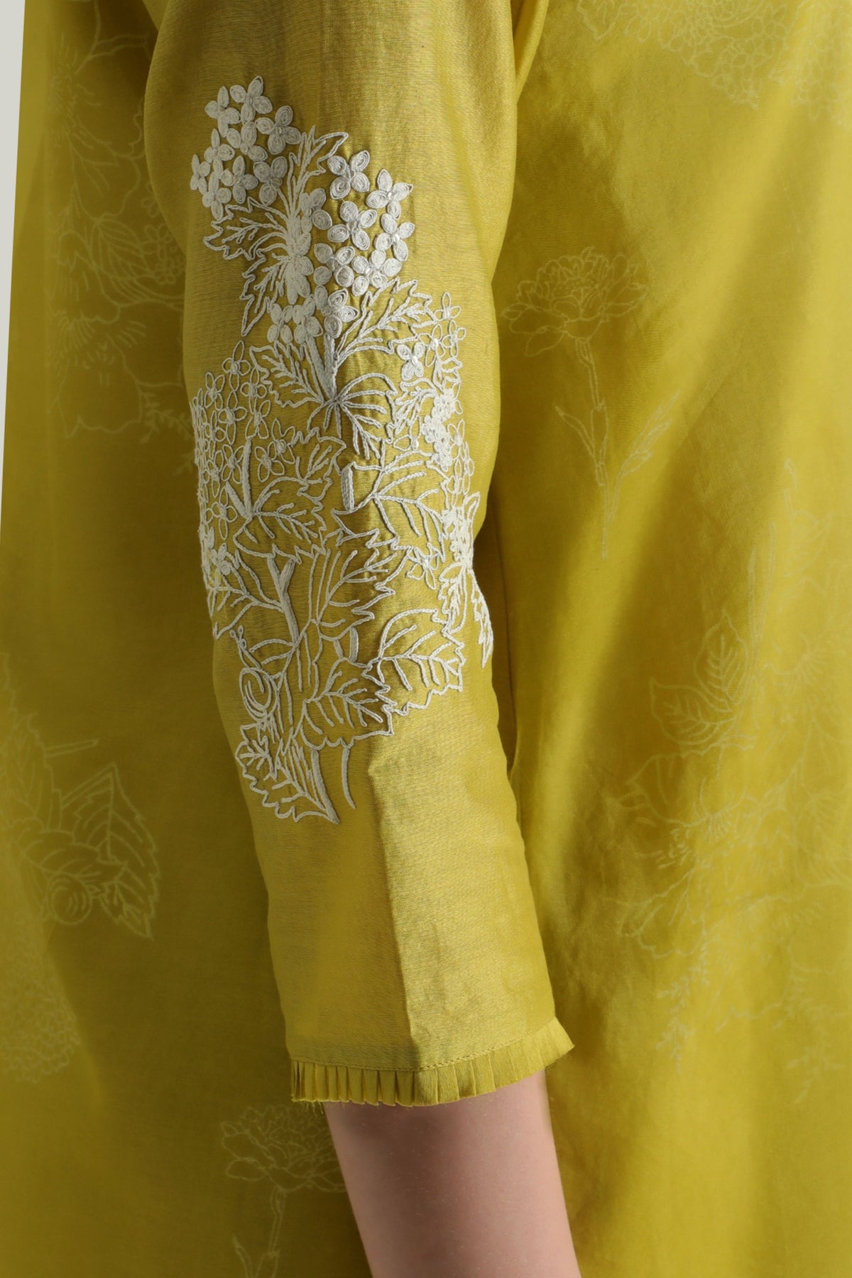 Printed Chartruese Layered Kurta Set