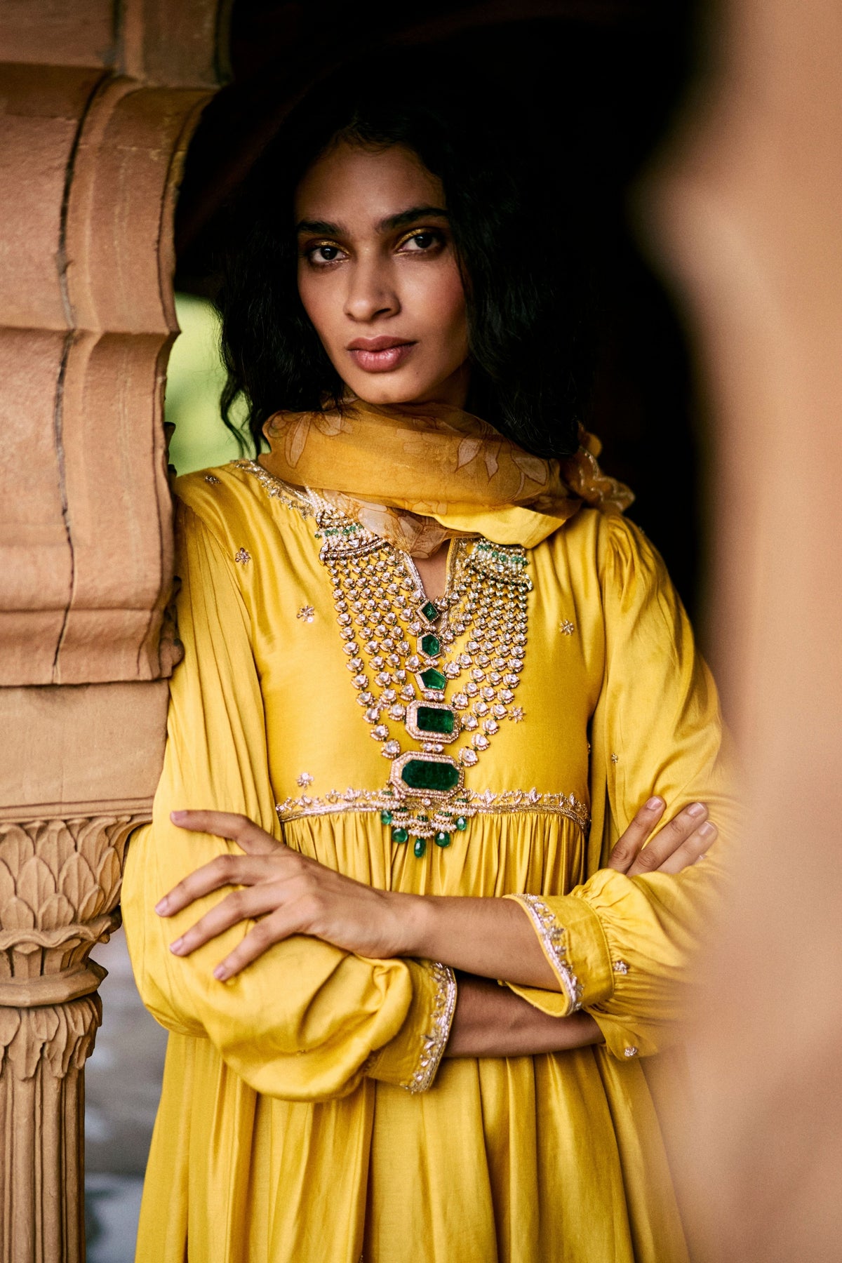 Tuscany Yellow Embroidered Anarkali Set