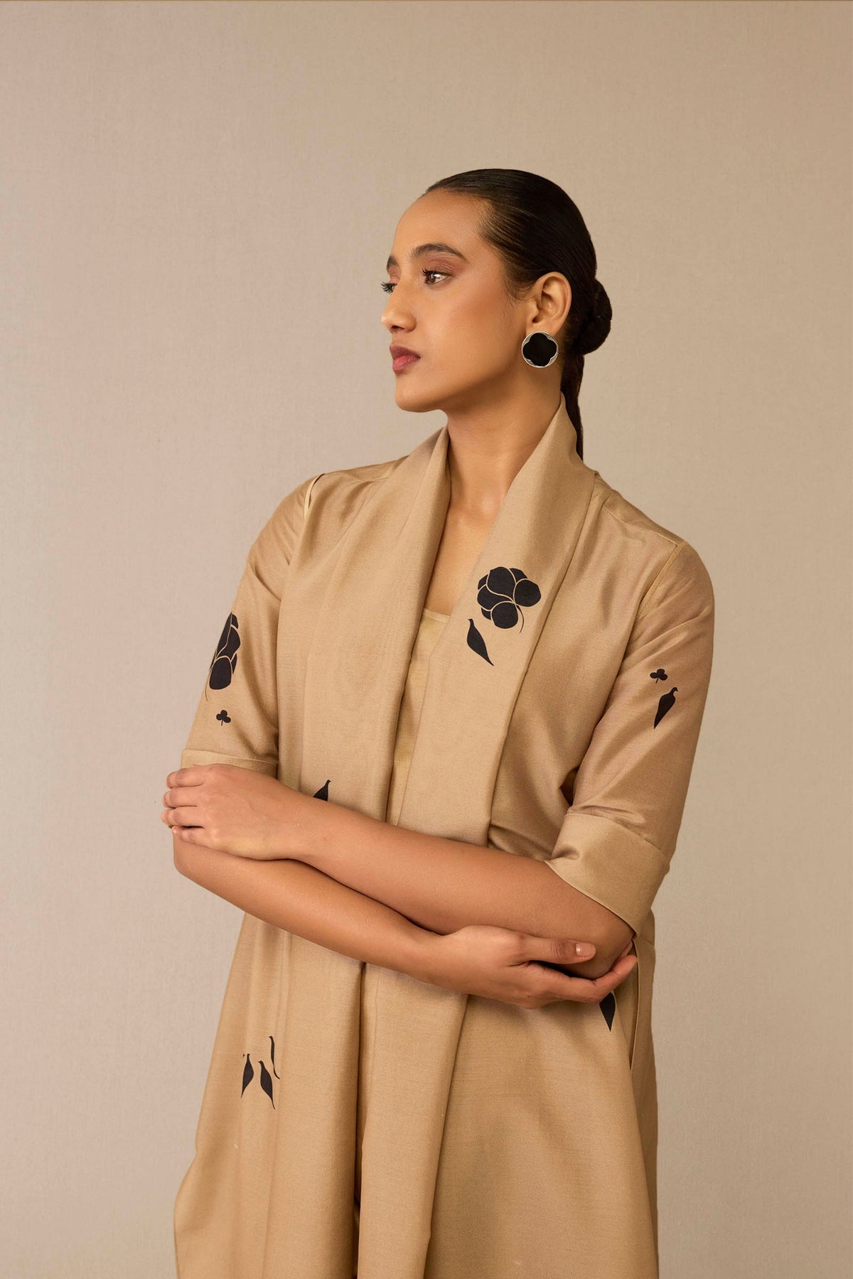 Beige Dilnar Jacket Set