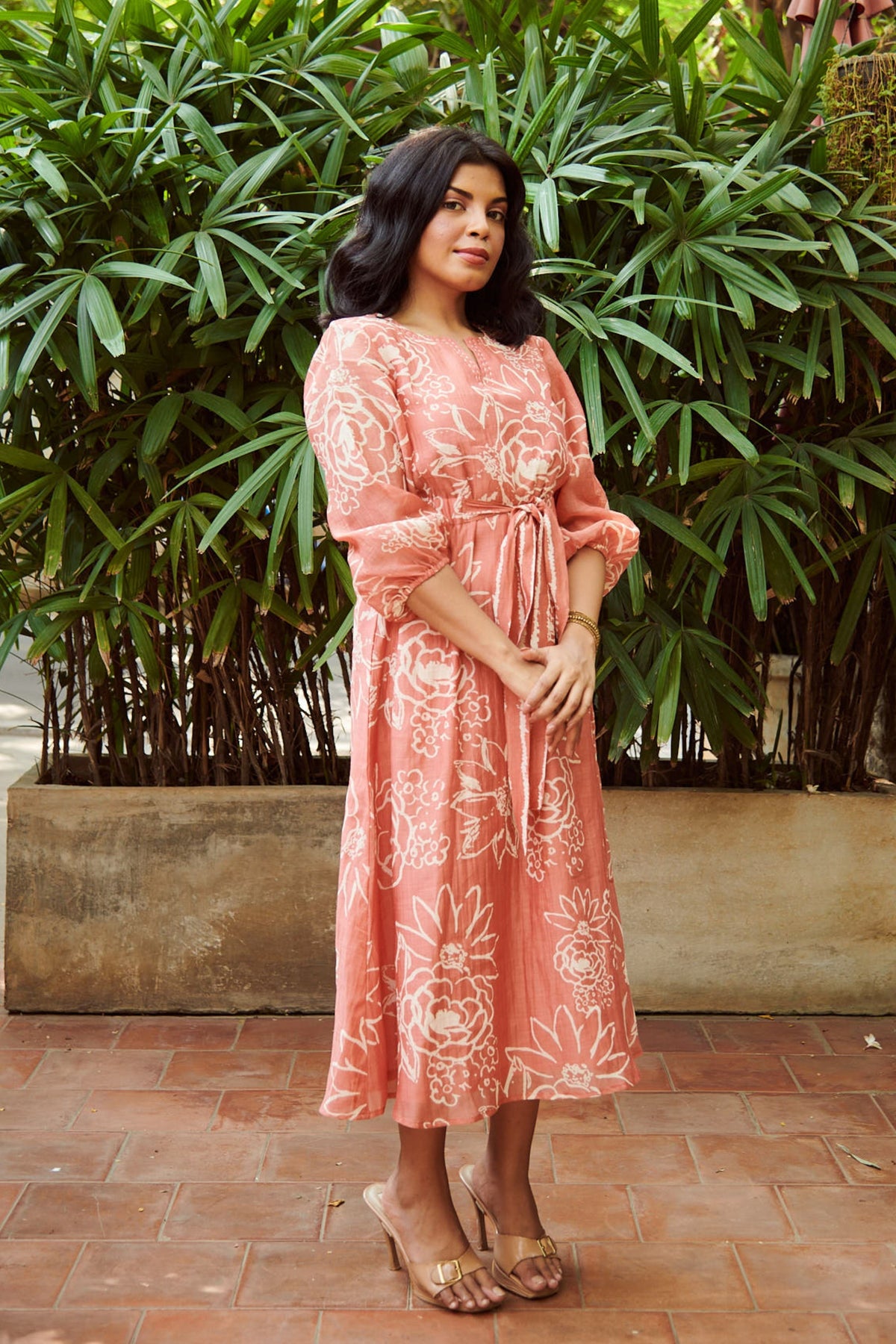 Floral Relaxed Dress in Peach