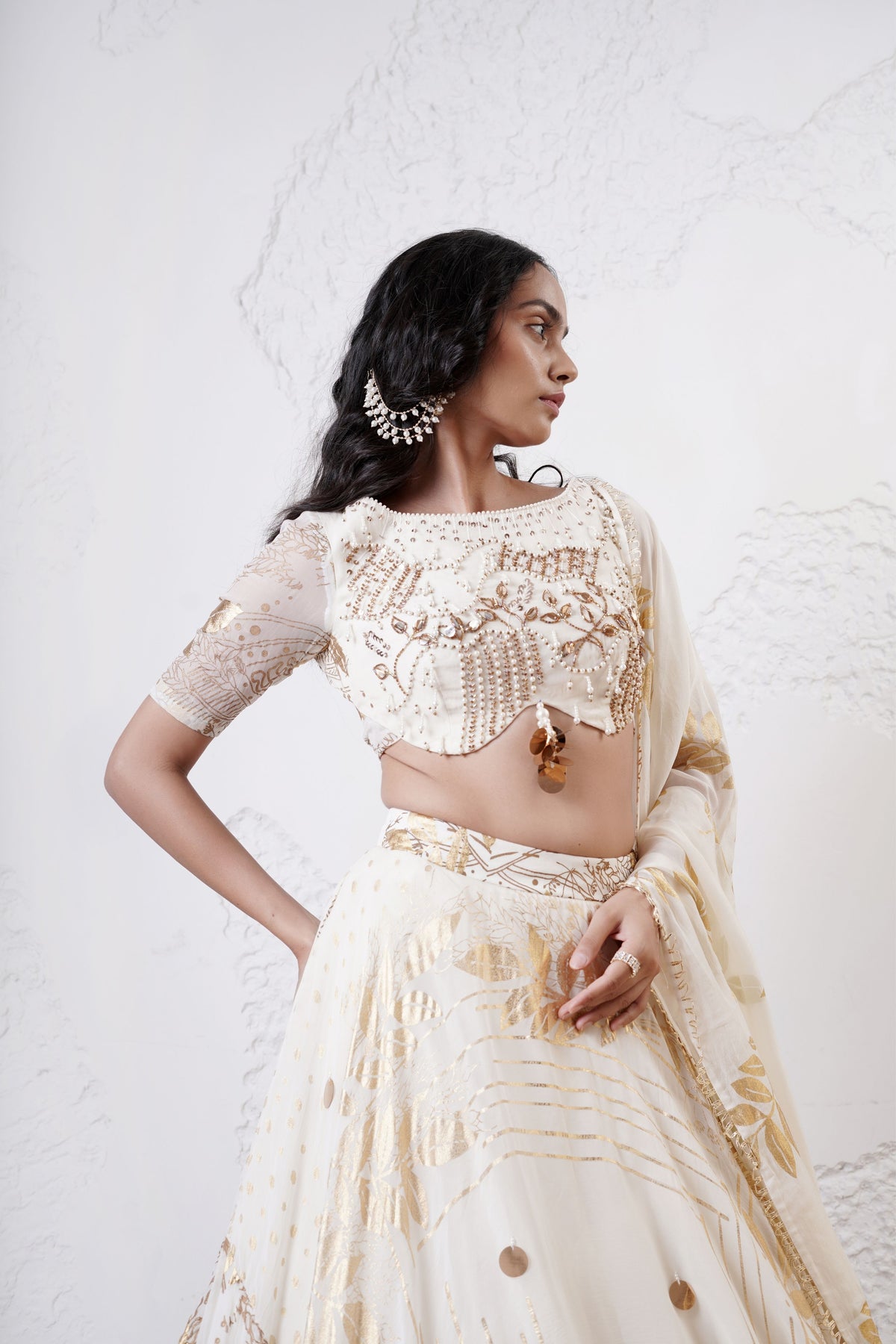 Ivory Embroidered Lehenga Set