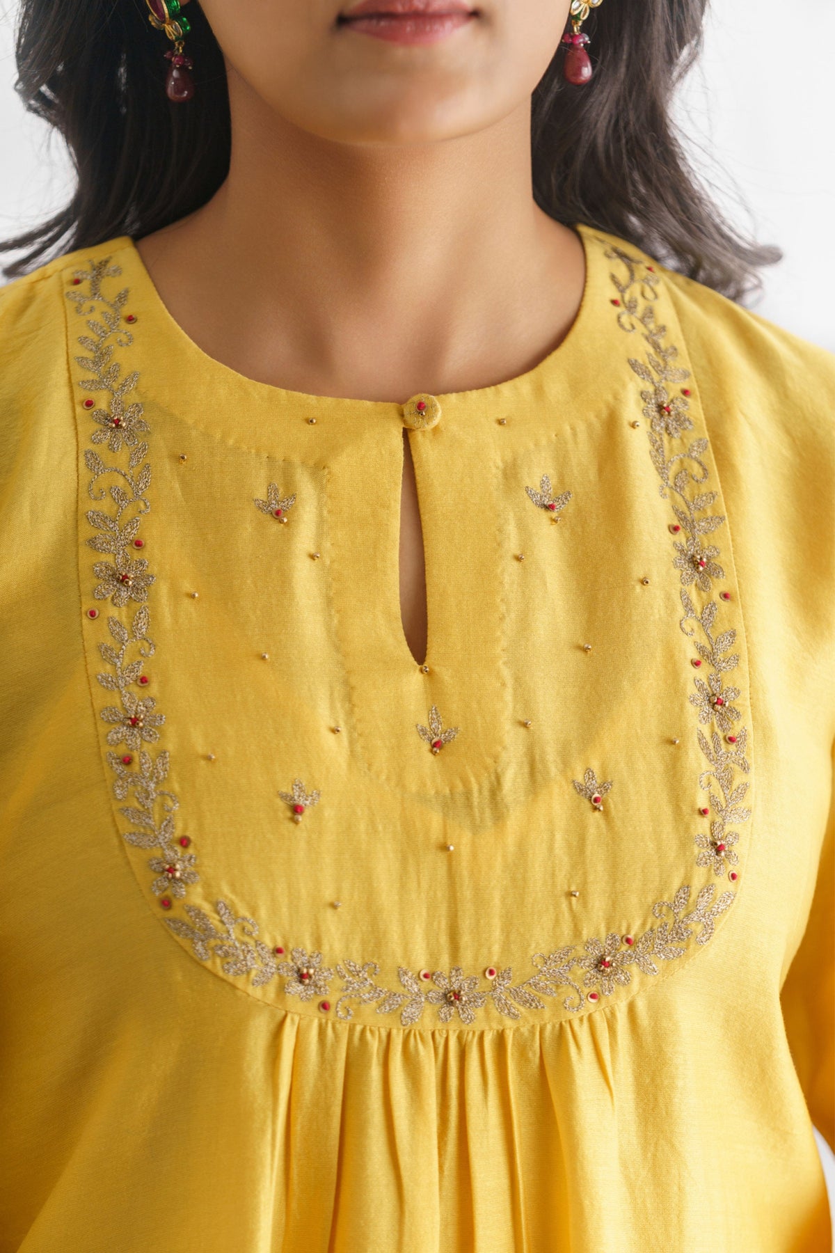 Yellow Gold Floral Tunic Set