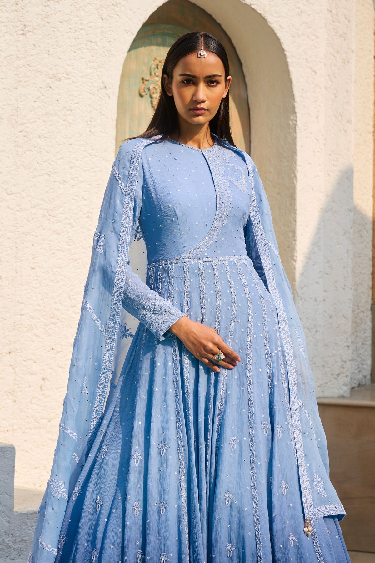 Azure Dream Chikankari Anarkali Set