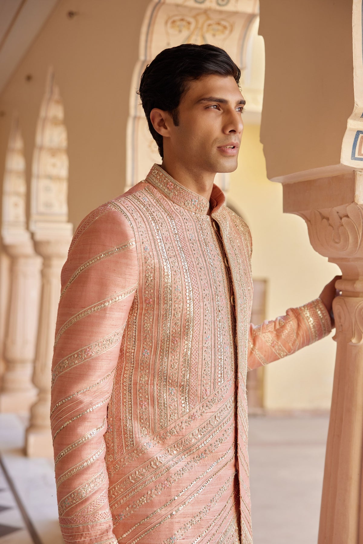 Flamingo Pink Sherwani Set