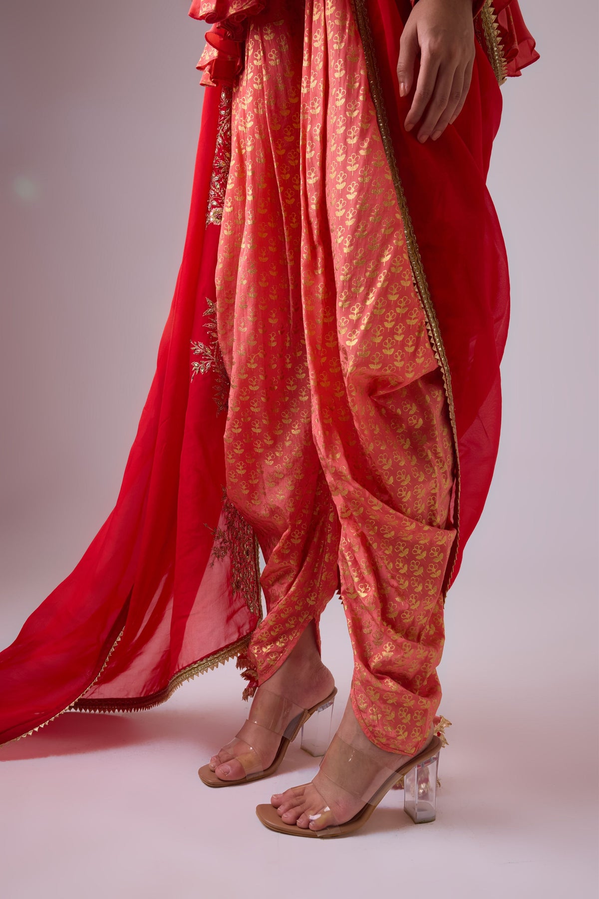 Rose Salmon Dhoti Salwar Set