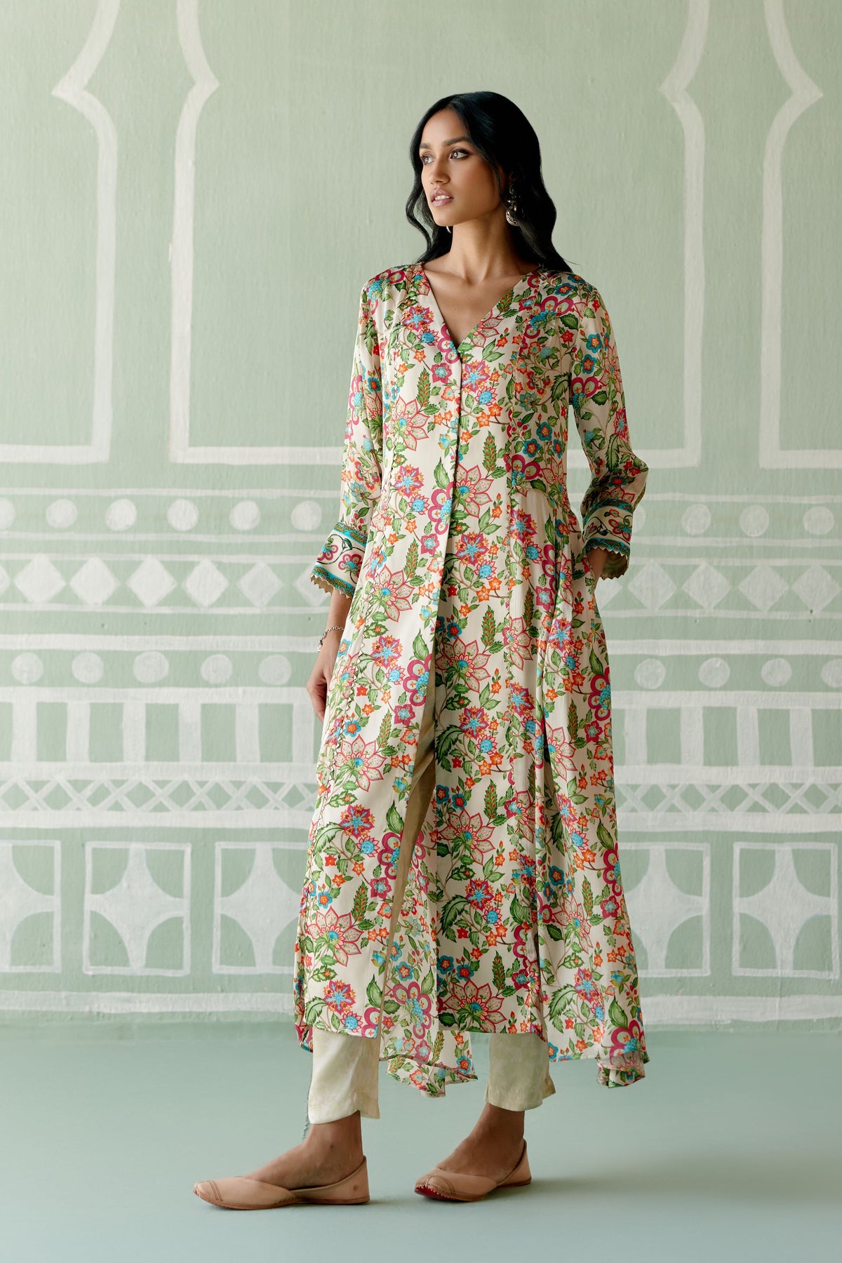 Ecru Floral Kurta Set