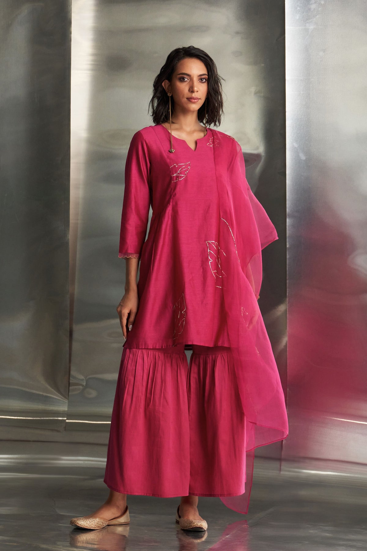 Pop Pink Straight Kurta Set